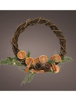 Decoris LED Light up Wicker Wreath With Oranges  40cm