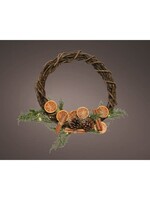 Decoris LED Light up Wicker Wreath With Oranges  40cm