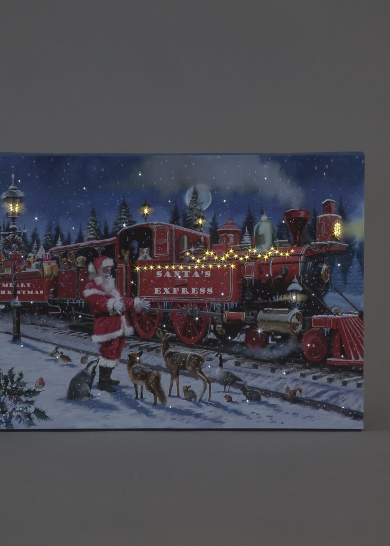 Snowtime Santa Express Light Up Canvas 40x30cm