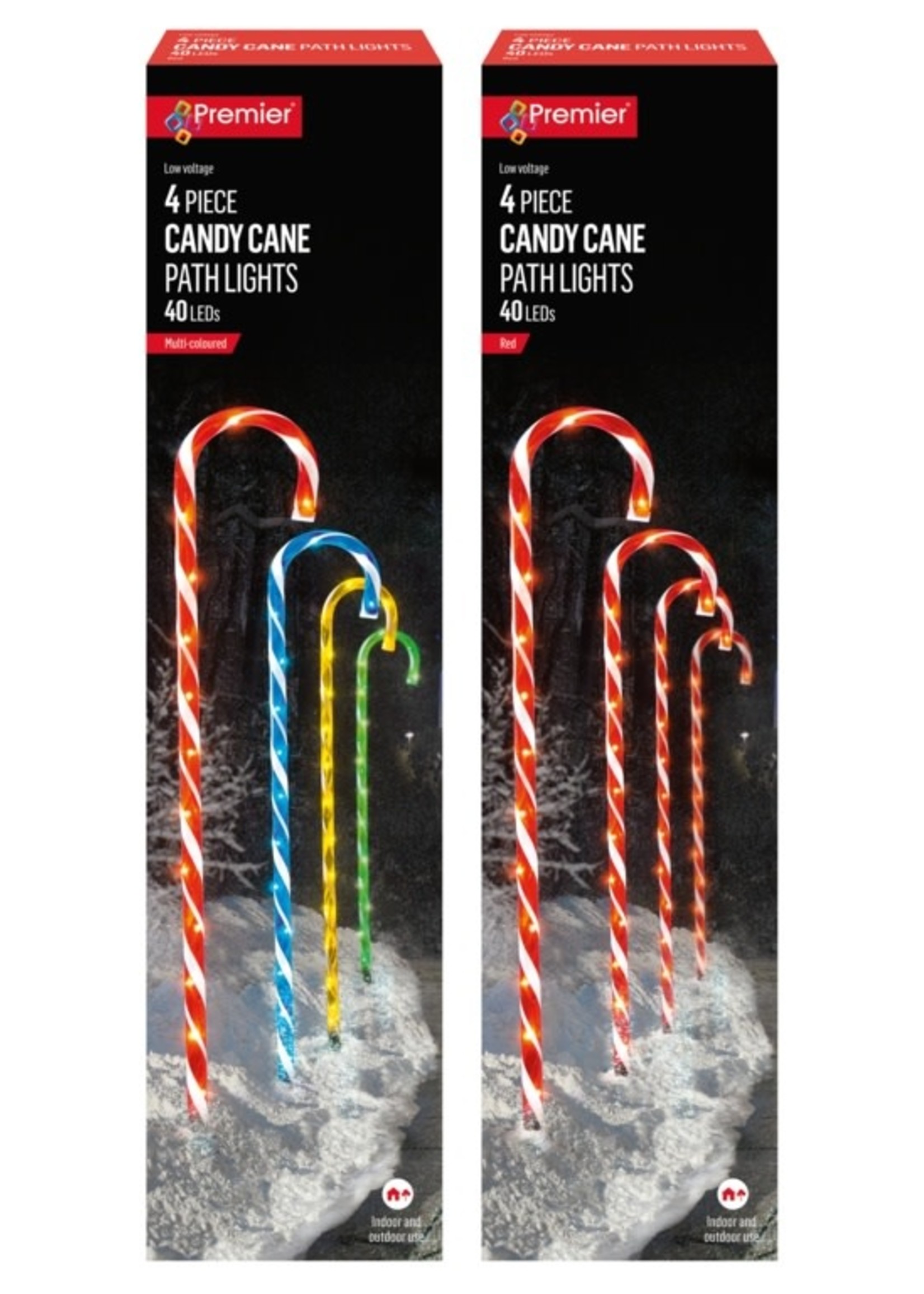 Premier Red Candy Cane Path Light Set of 4 Outdoor