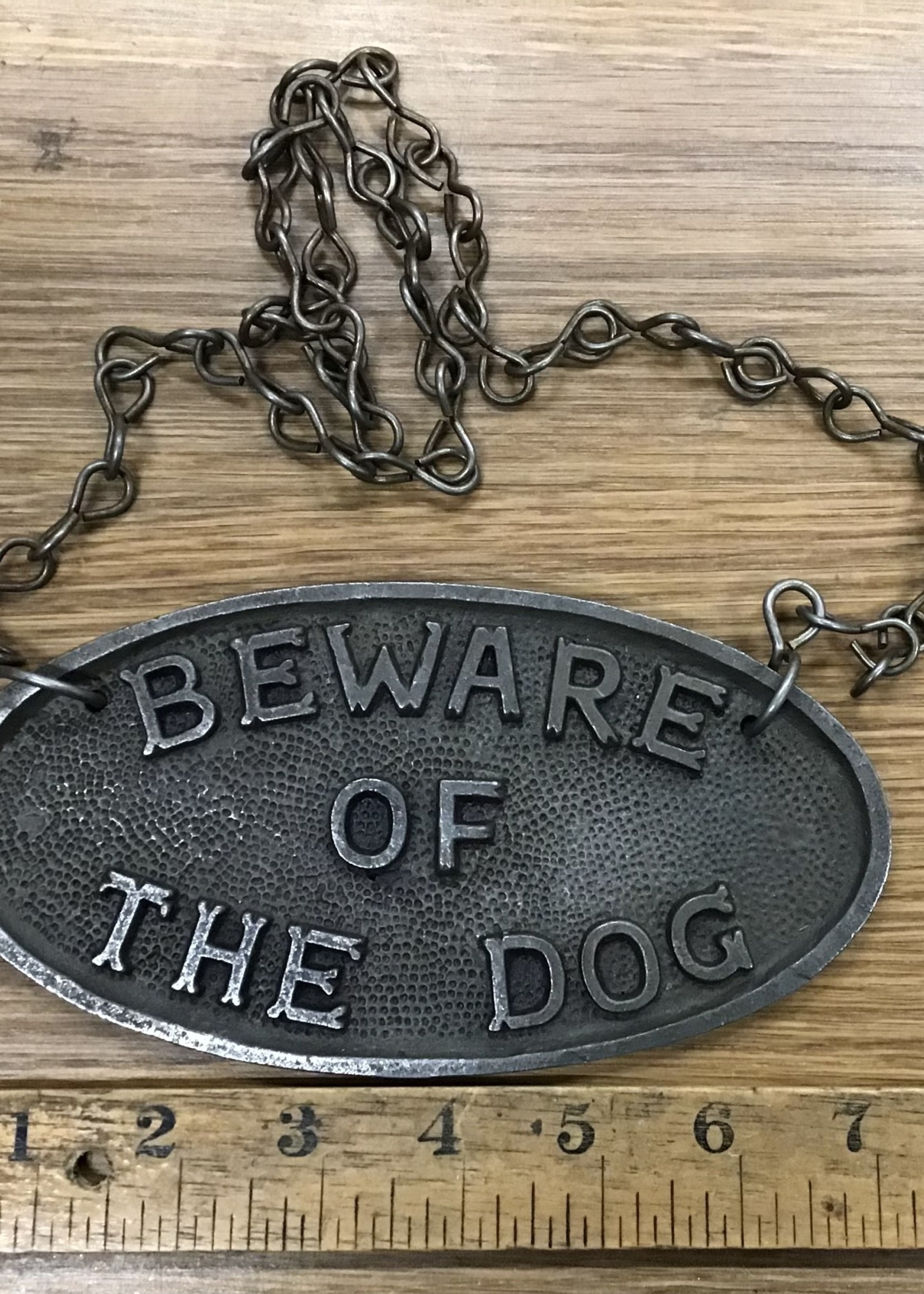 Beware Of The Dog Plaque With Hanging Chain