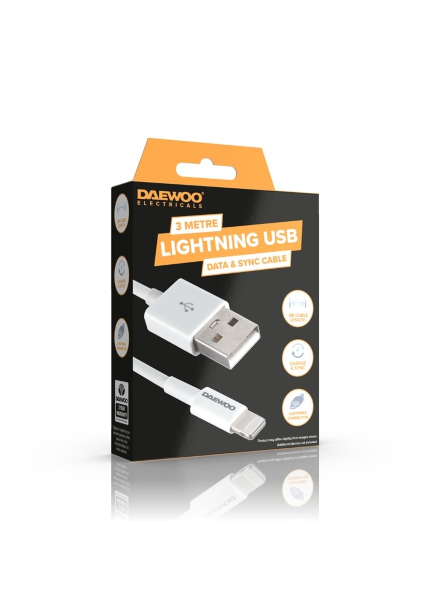 Daewoo Daewoo USB-A To 8 Pin Lightning Cable 3m