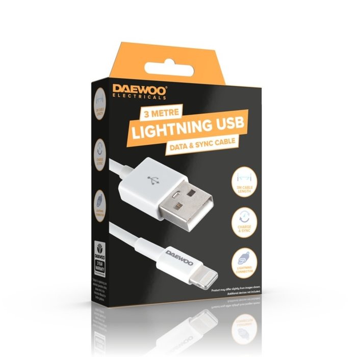 Daewoo USB-A To 8 Pin Lightning Cable 3m