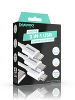 Daewoo Daewoo USB-A To 3 In 1 Cable 1m