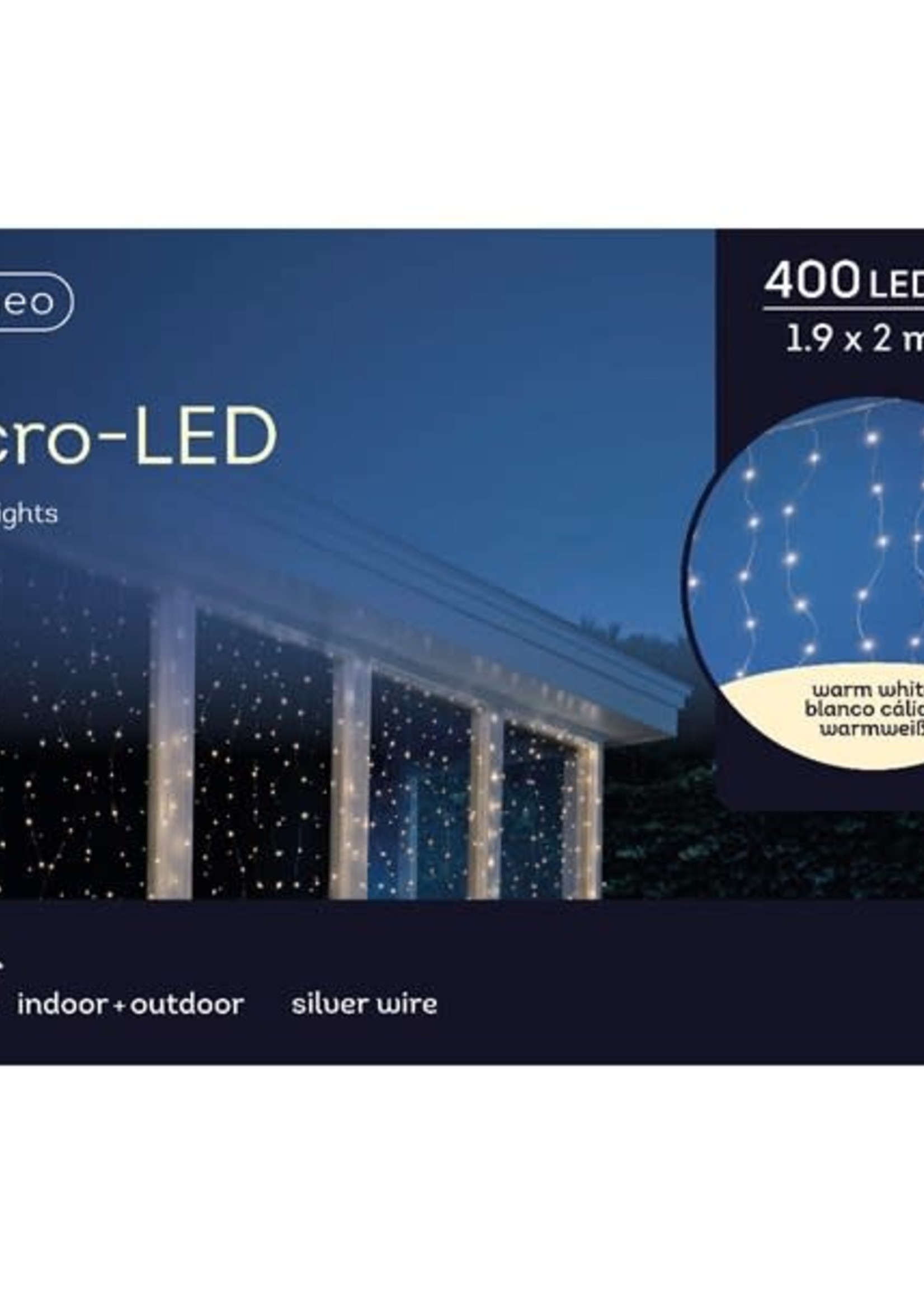 Lumineo Warm White Curtain LED Pin Wire Light 1.9 x 2m Indoor/Outdoor