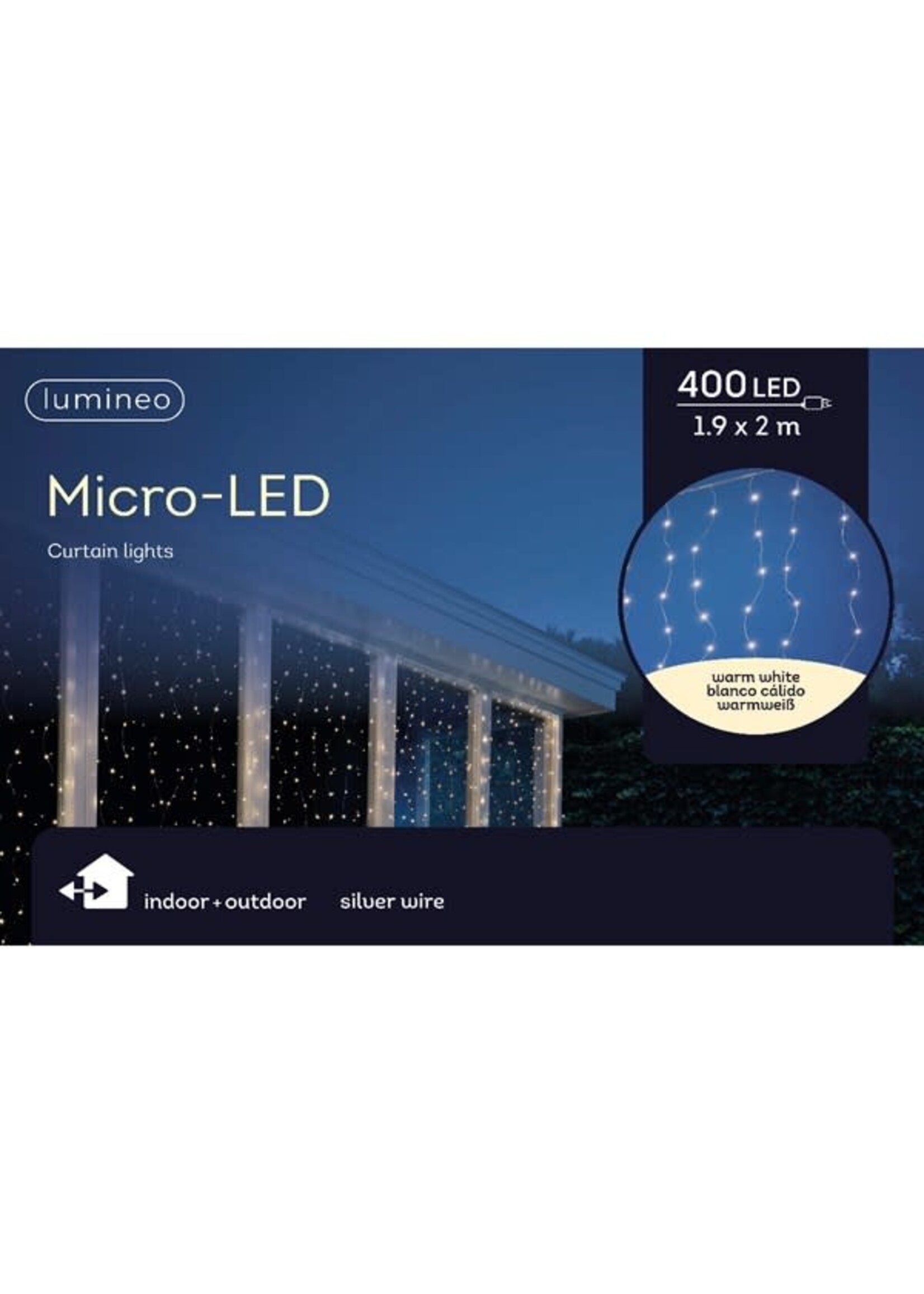 Lumineo Warm White Curtain LED Pin Wire Light 1.9 x 2m Indoor/Outdoor