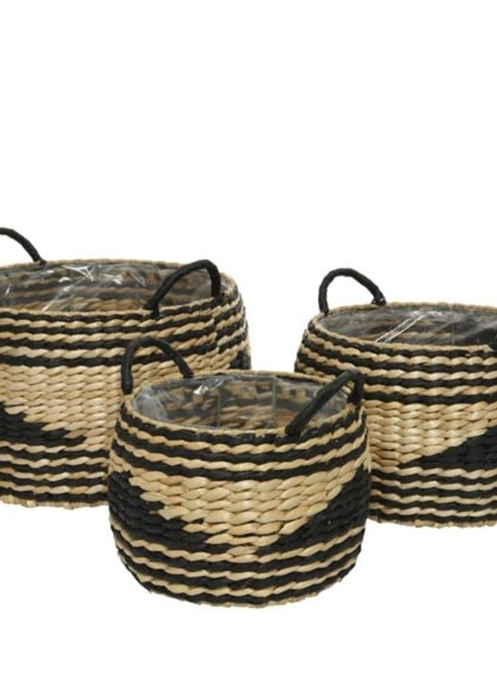 Decoris Black and Natural Paper Basket Small 25 x 17cm