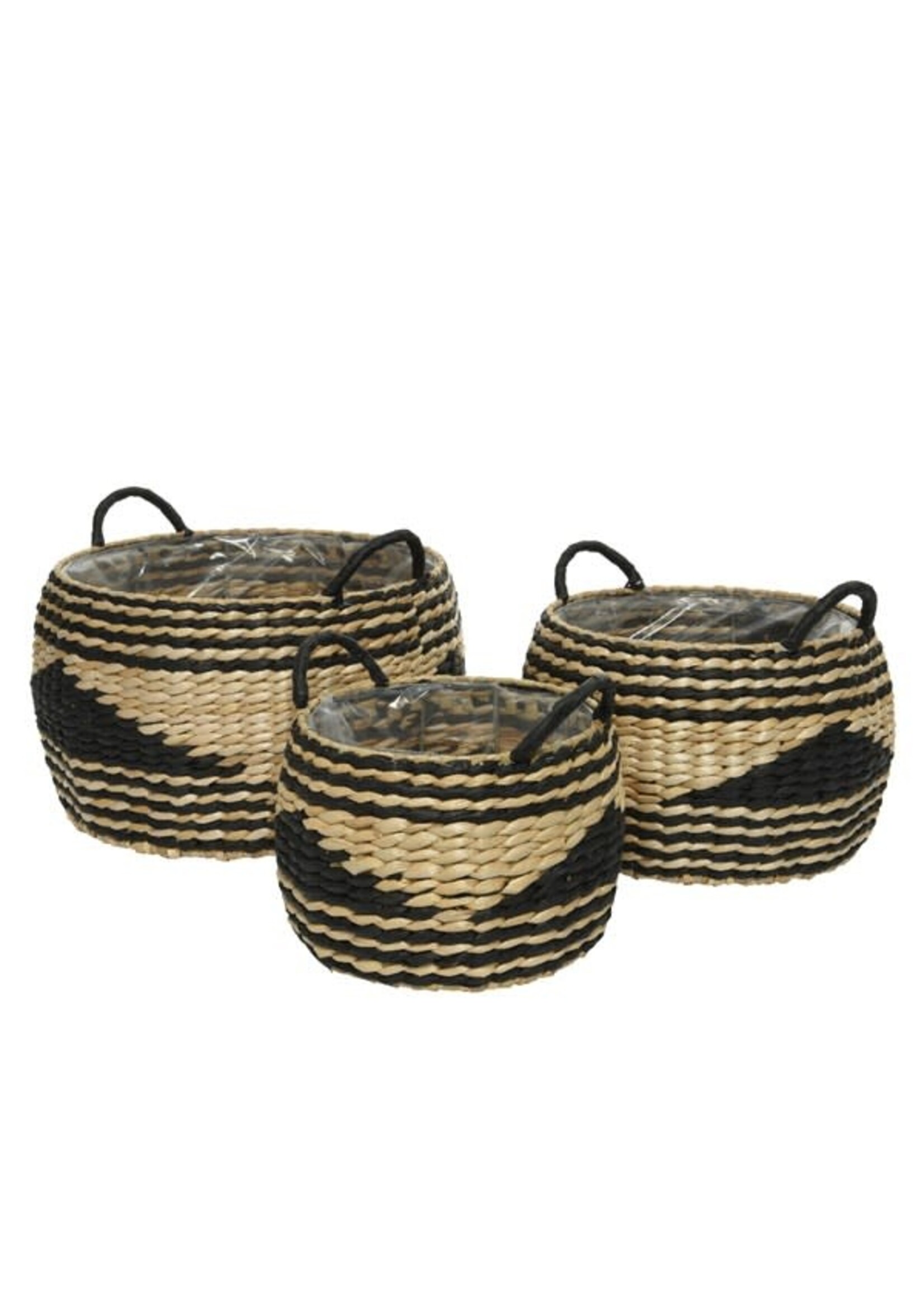 Decoris Black and Natural Paper Basket Small 25 x 17cm