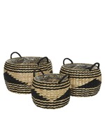 Decoris Black and Natural Paper Basket Medium 32 x 20cm