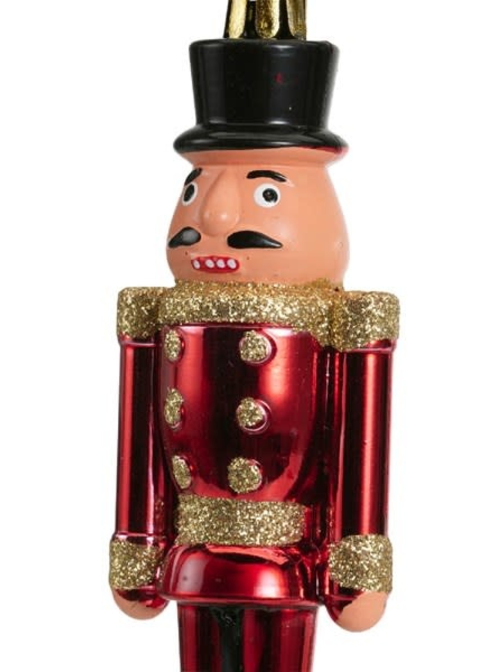 Kaemingk Nutcracker Red with gold glitter shatterproof style