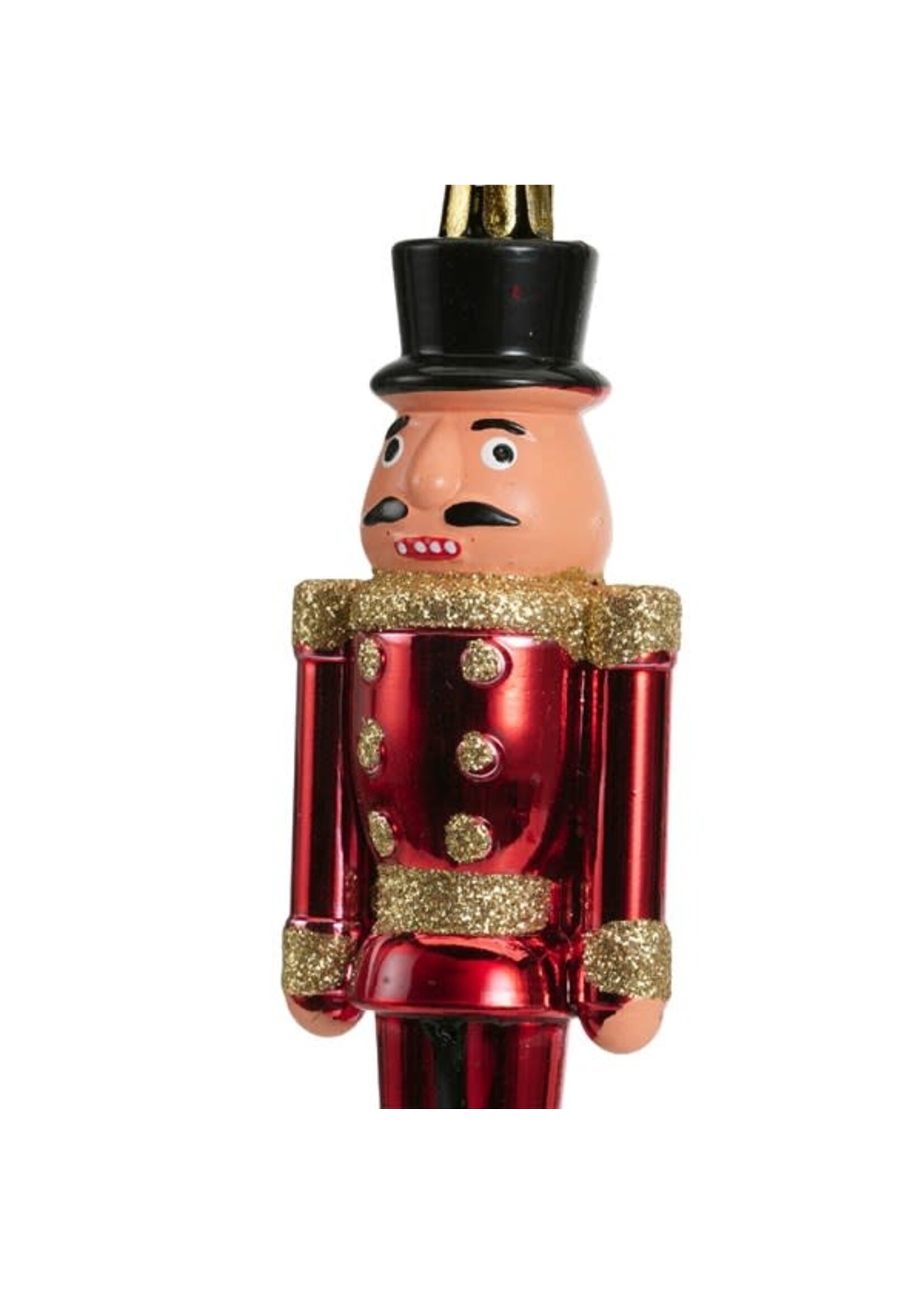 Kaemingk Nutcracker Red with gold glitter shatterproof style