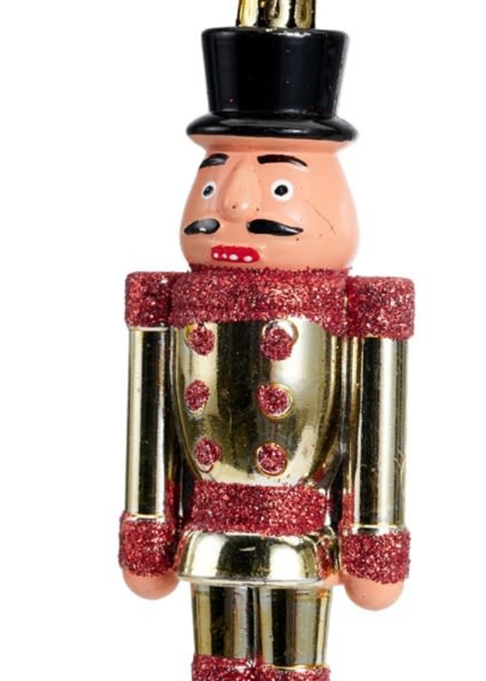 Decoris Nutcracker Gold  with red glitter shatterproof style