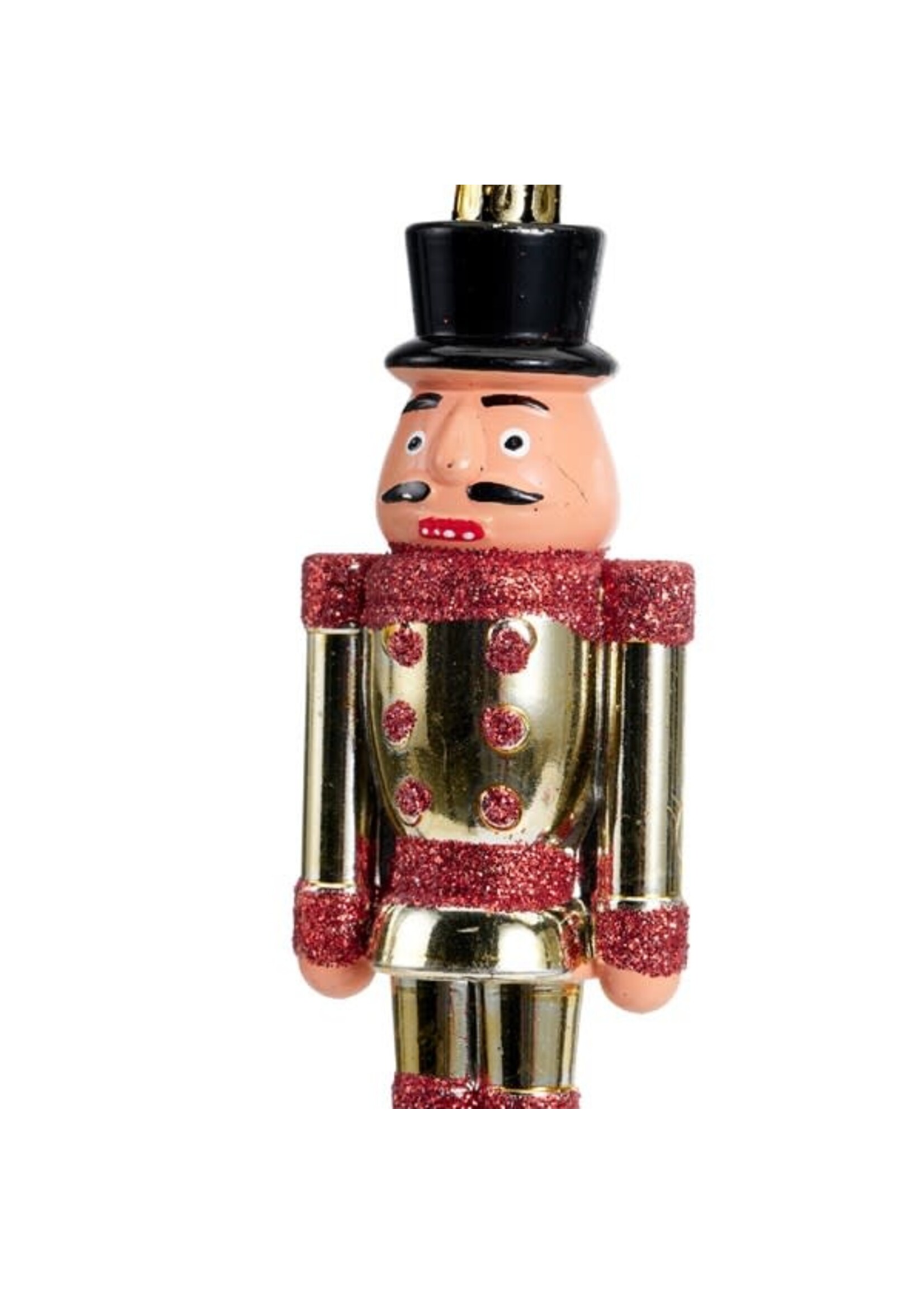 Decoris Nutcracker Gold  with red glitter shatterproof style