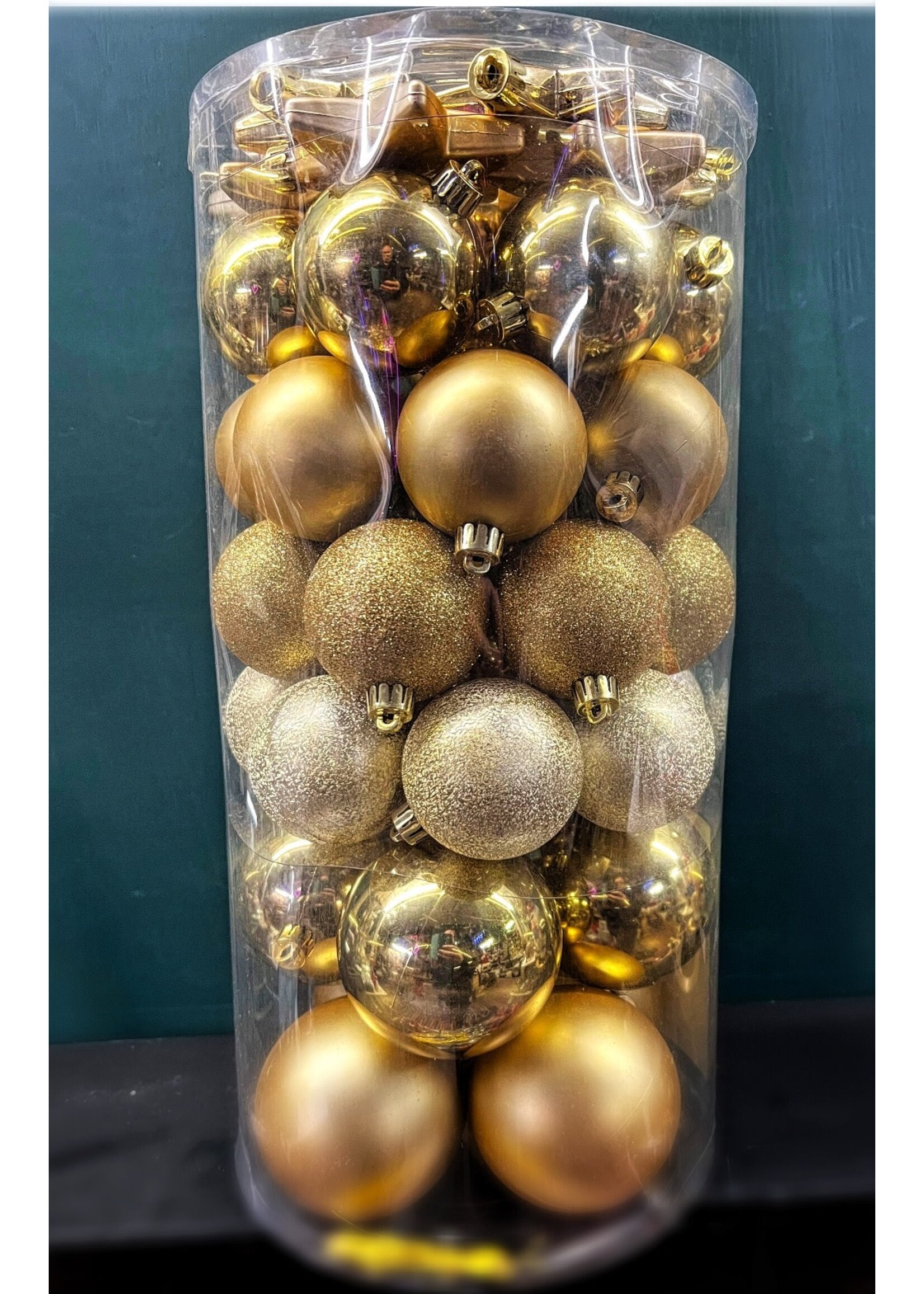 Kaemingk Baubles & Star Mix - Light Gold Pack of 5 hanging deccorations