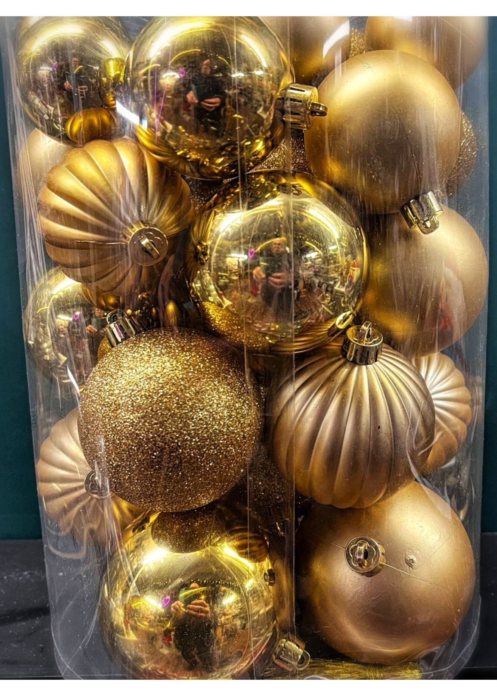 Mix tube 30 baubles Light Gold mixed finishes