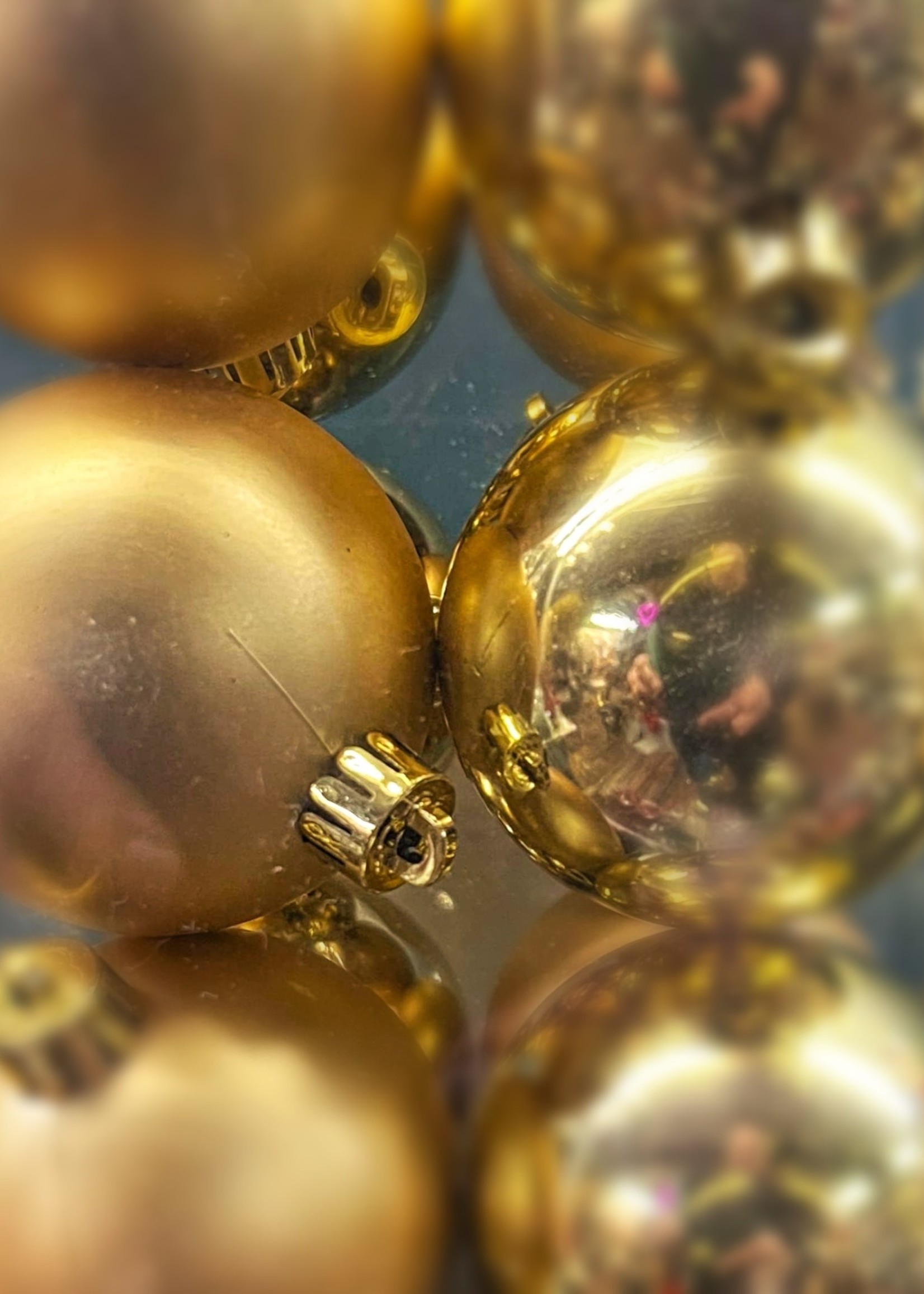 Shatterproof Baubles in Gold colour with matt & shinny finish set of 12  60mm