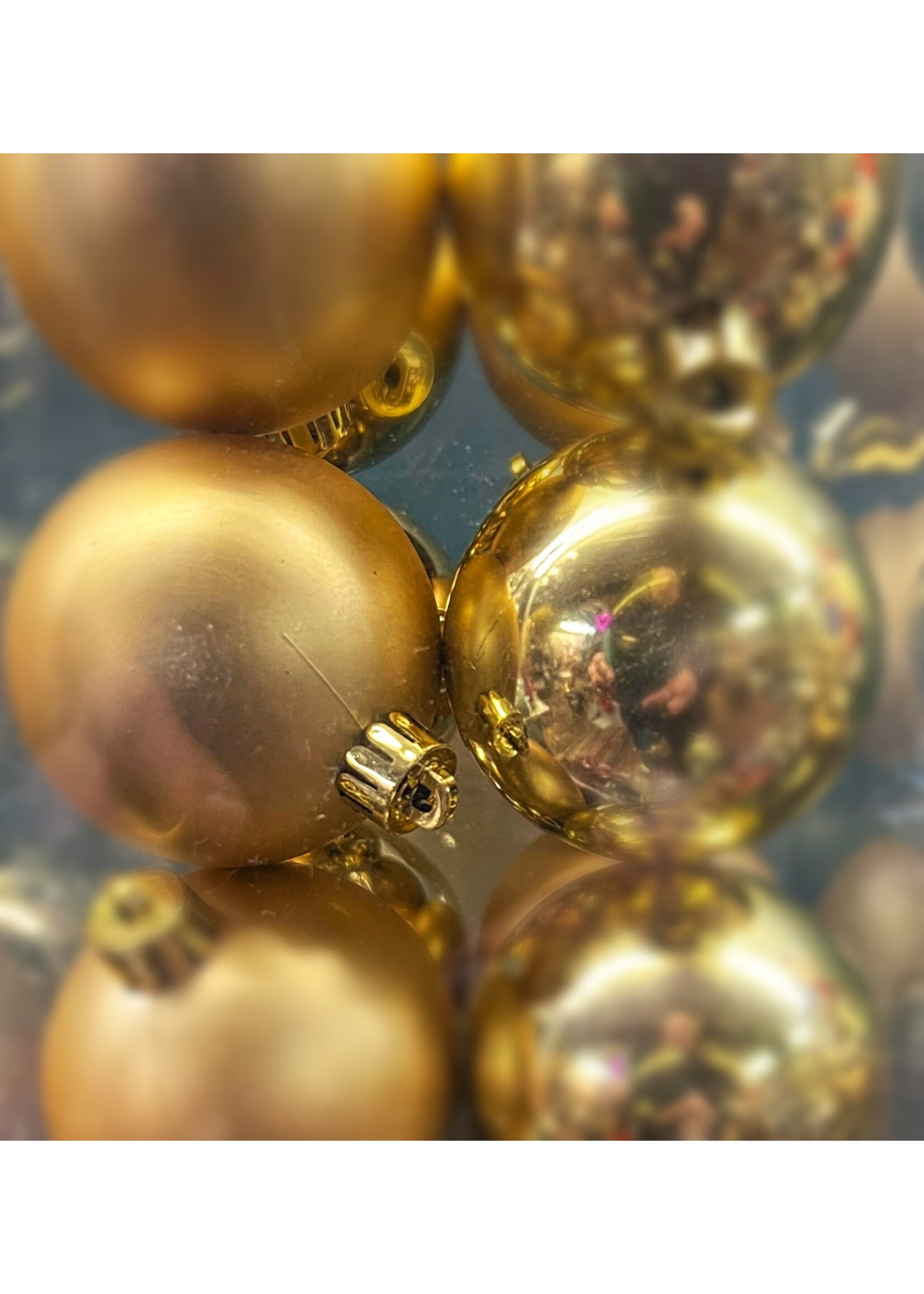 Shatterproof Baubles in Gold colour with matt & shinny finish set of 12  60mm