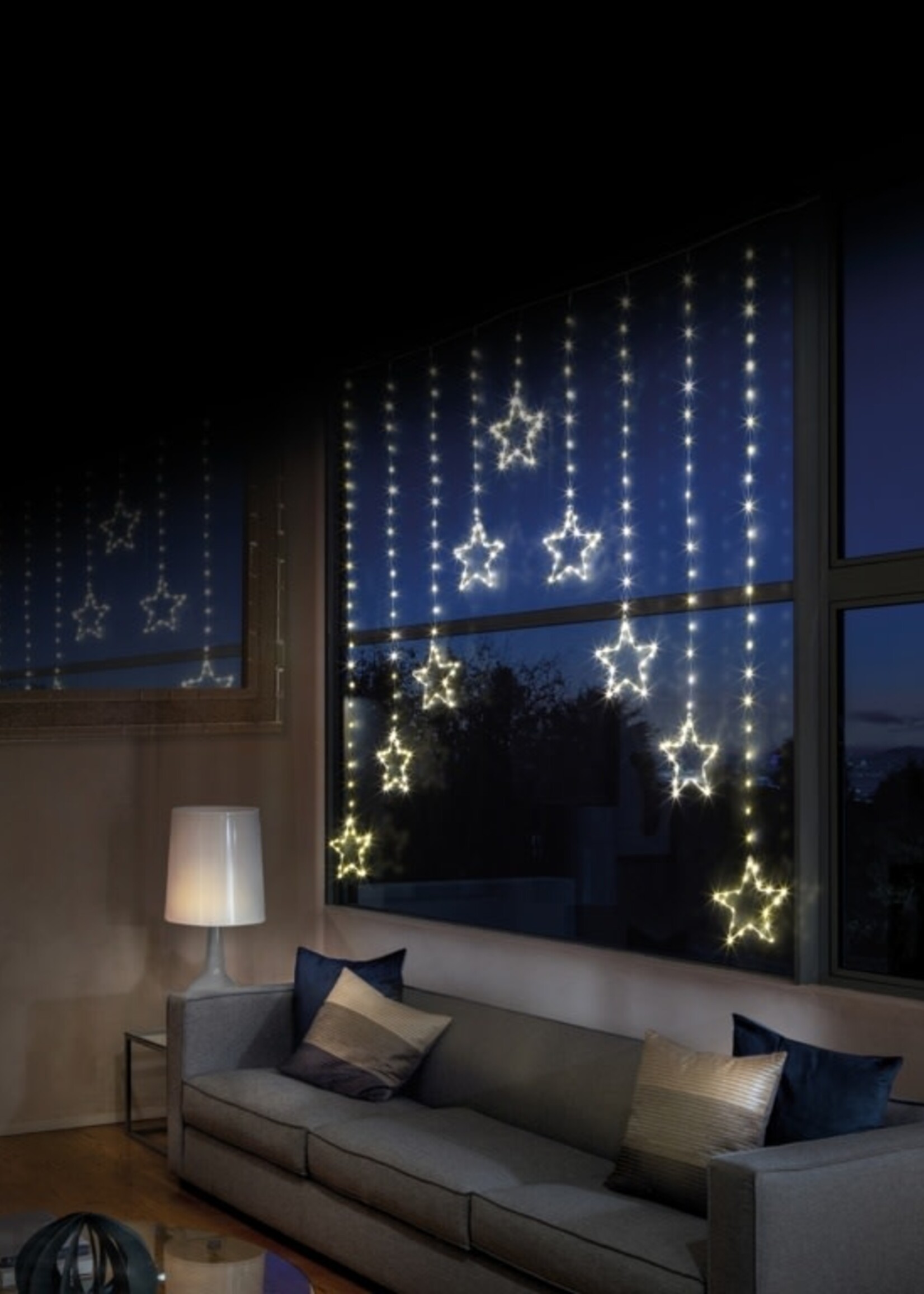 Premier Warm White Pin Star Curtain LED Lights Indoor/Outdoor 1.2 x1.2M