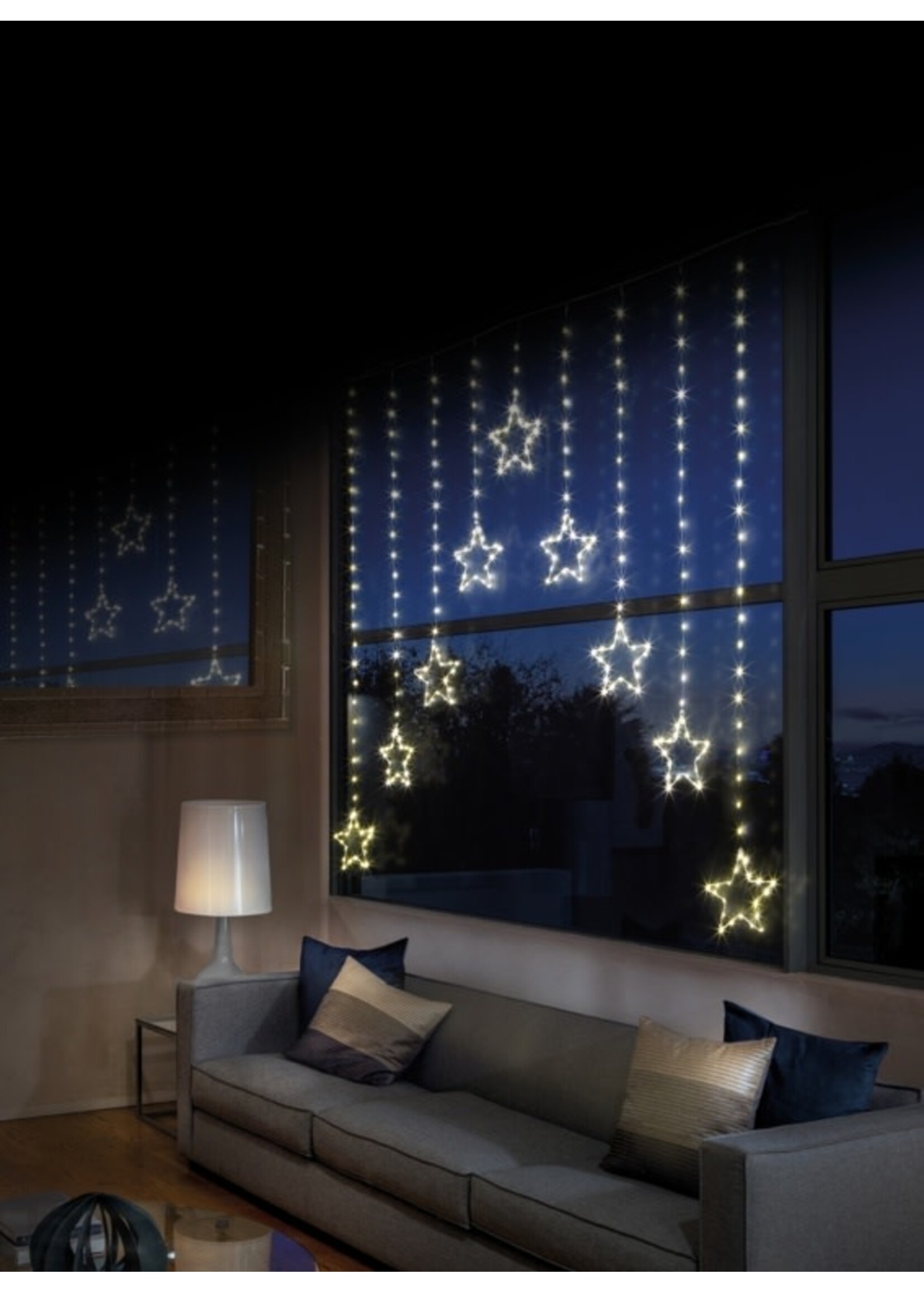 Premier Warm White Pin Star Curtain LED Lights Indoor/Outdoor 1.2 x1.2M