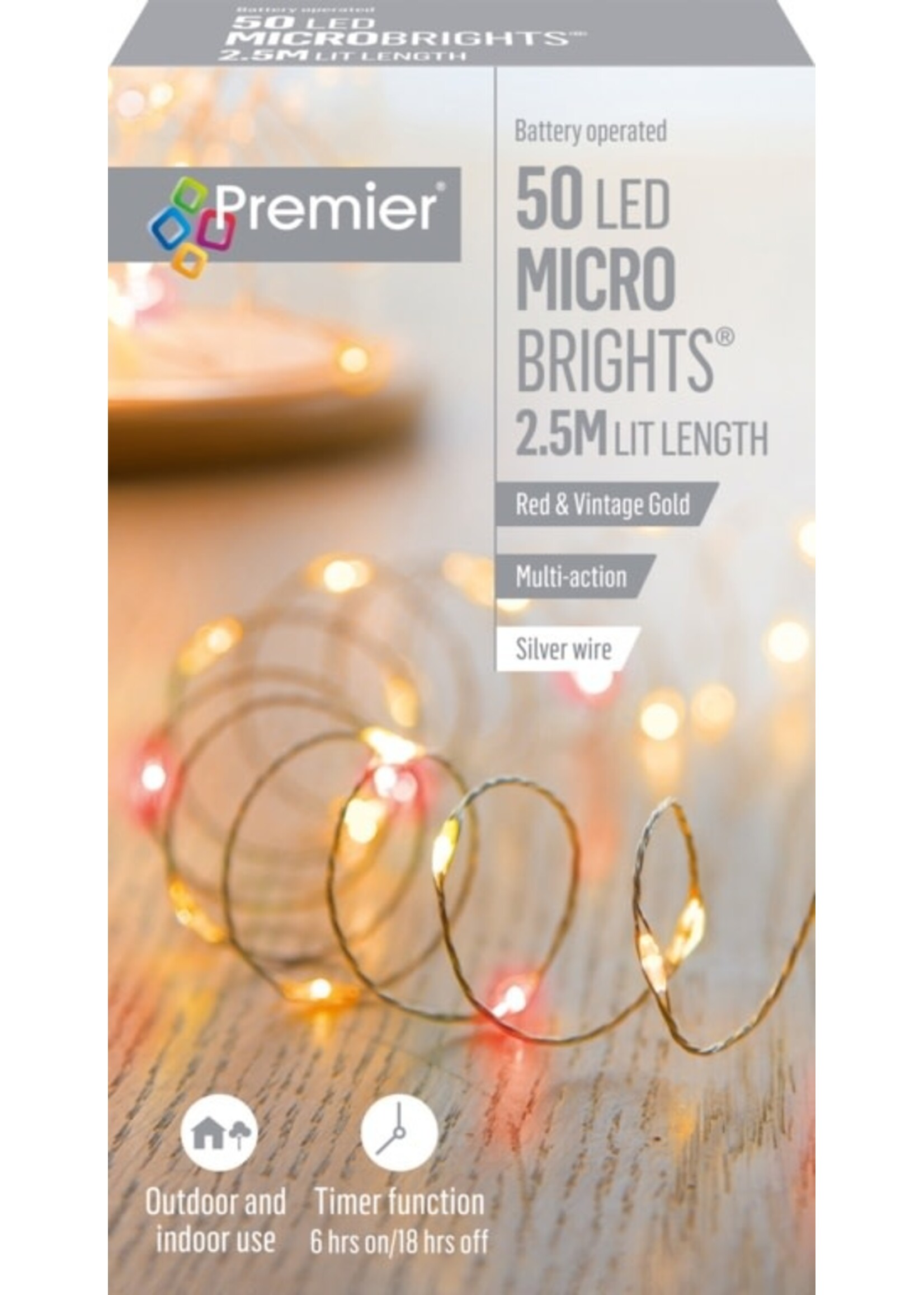 Premier Red & Vintage Gold 50 Micro Pin  LED Lights Indoor/Outdoor