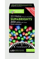 Premier Multi Colour 200 LED Lights Indoor/Outdoor 16 m multi action green cable