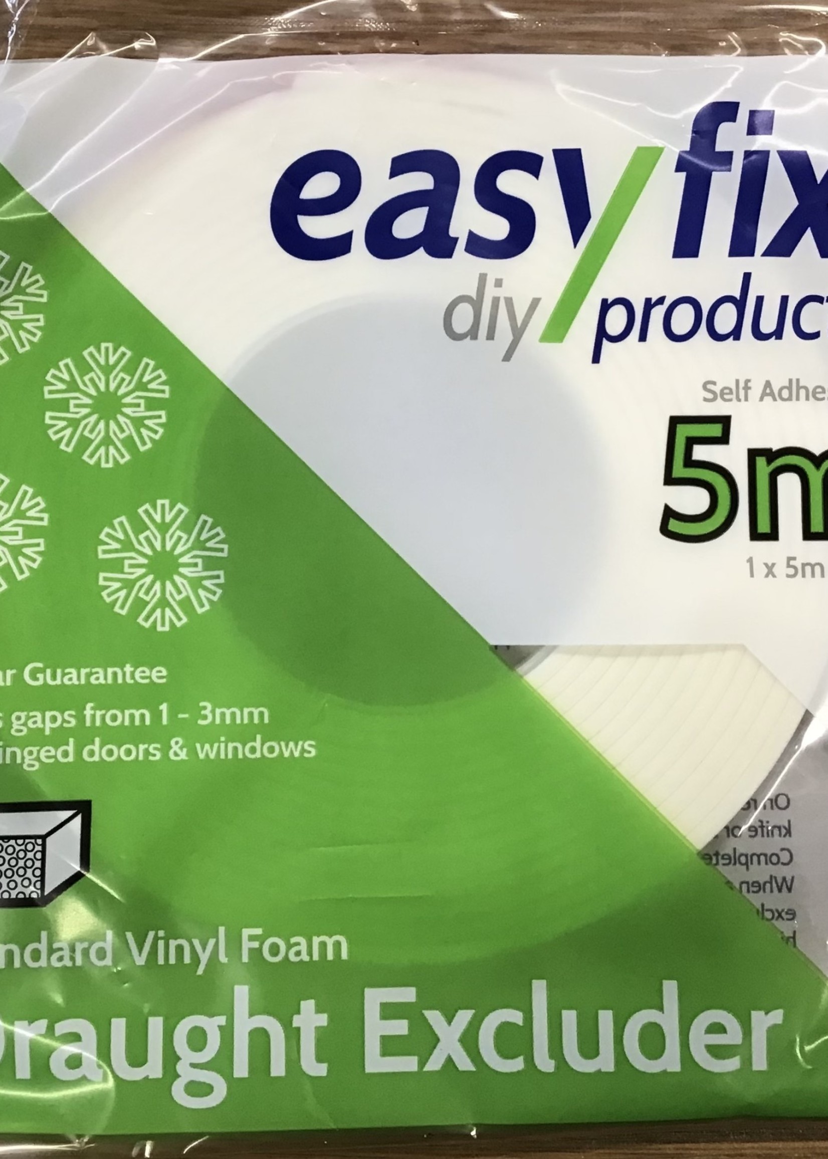 Easyfix Draught Excluder Standard Vinyl Foam White 1-3mm x 5m