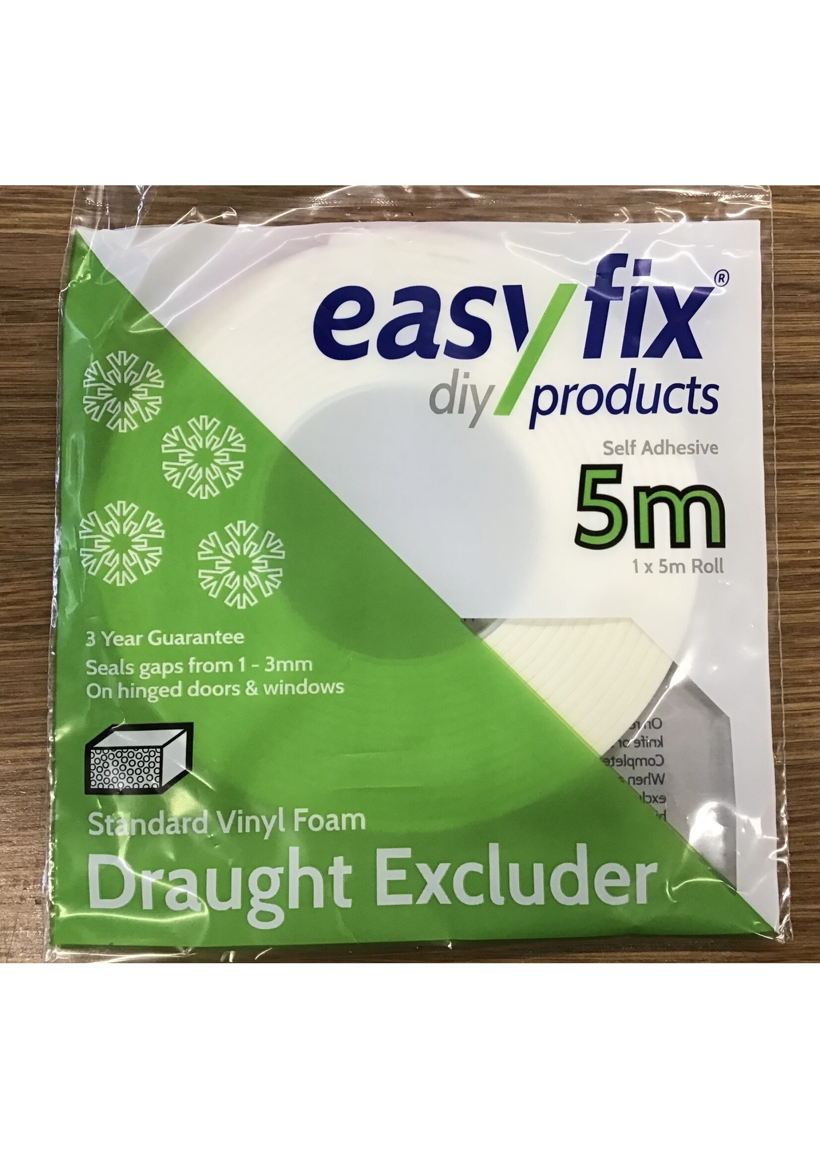 Easyfix Draught Excluder Standard Vinyl Foam White 1-3mm x 5m