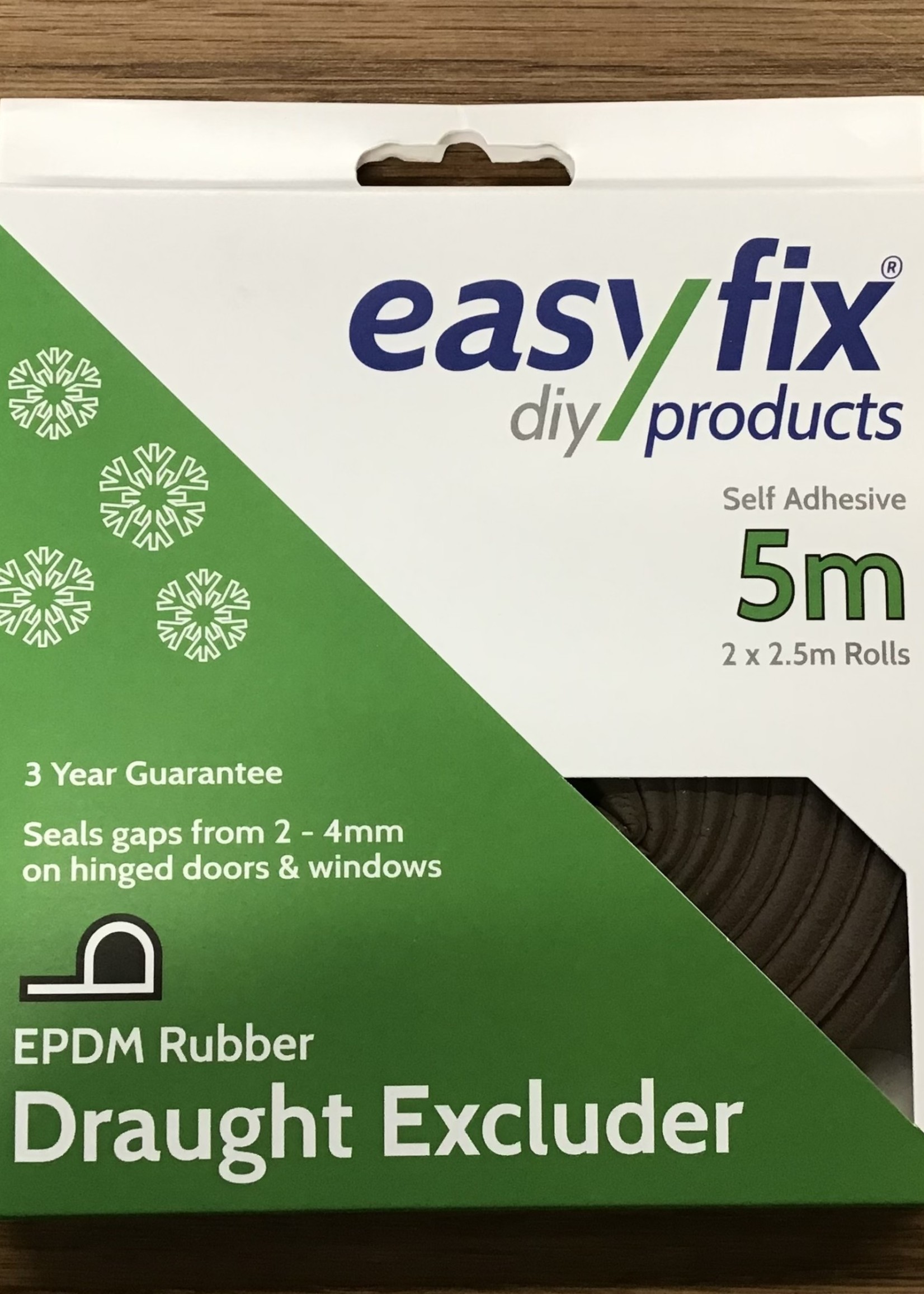 Easyfix Draught Excluder EPDM Rubber P Strip Brown 5m