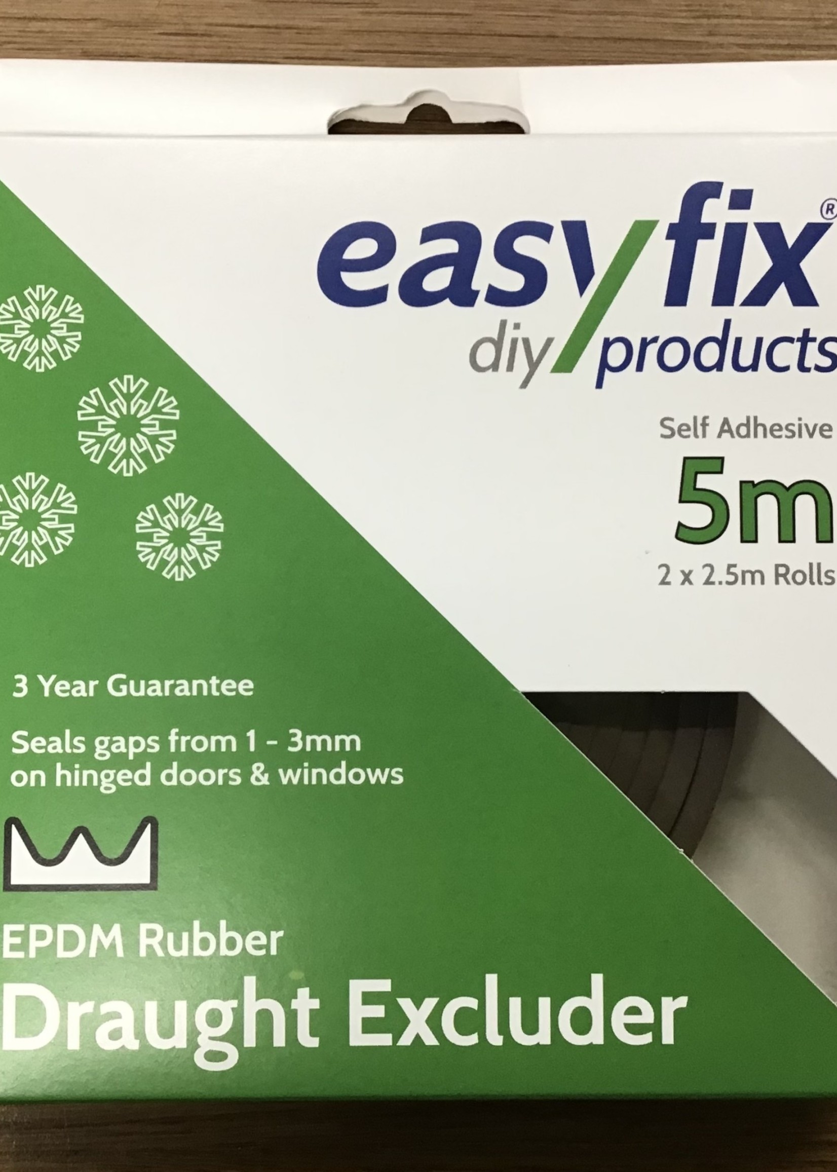 Easyfix Draught Excluder EPDM Rubber E Strip Brown 5m