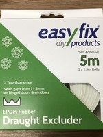 Easyfix Draught Excluder EPDM Rubber E Strip White 5m