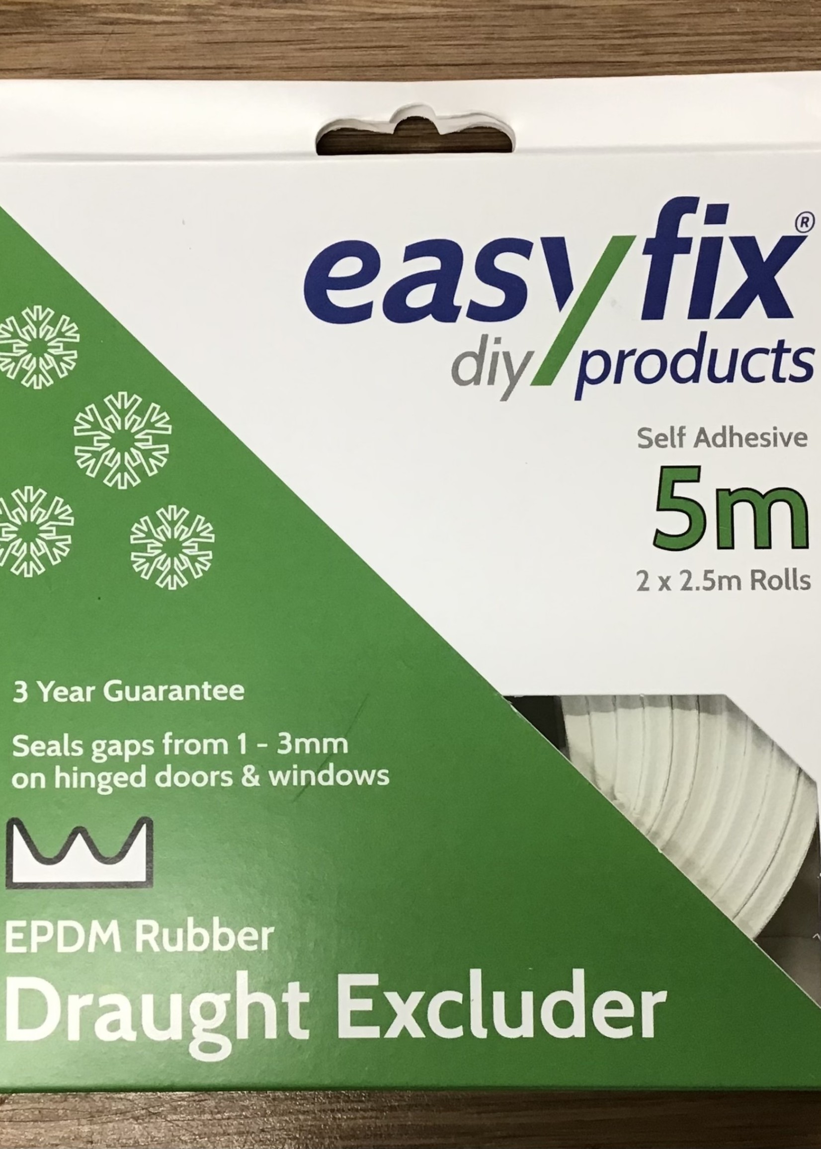 Easyfix Draught Excluder EPDM Rubber E Strip White 5m