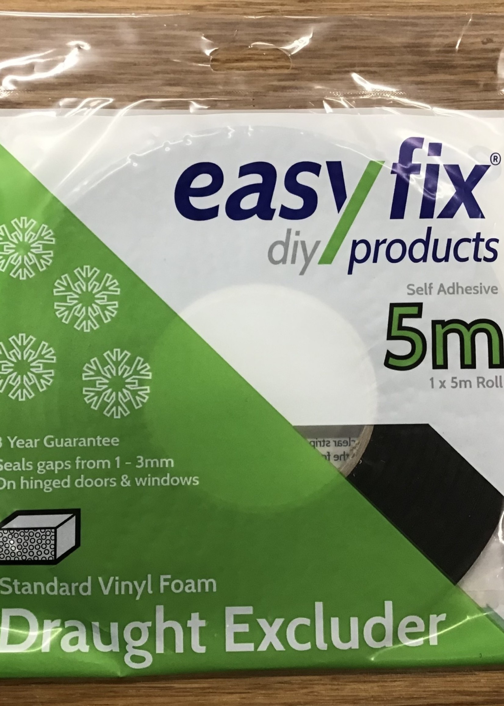 Easyfix Draught Excluder Standard Vinyl Foam Black 1-3mm x 5m
