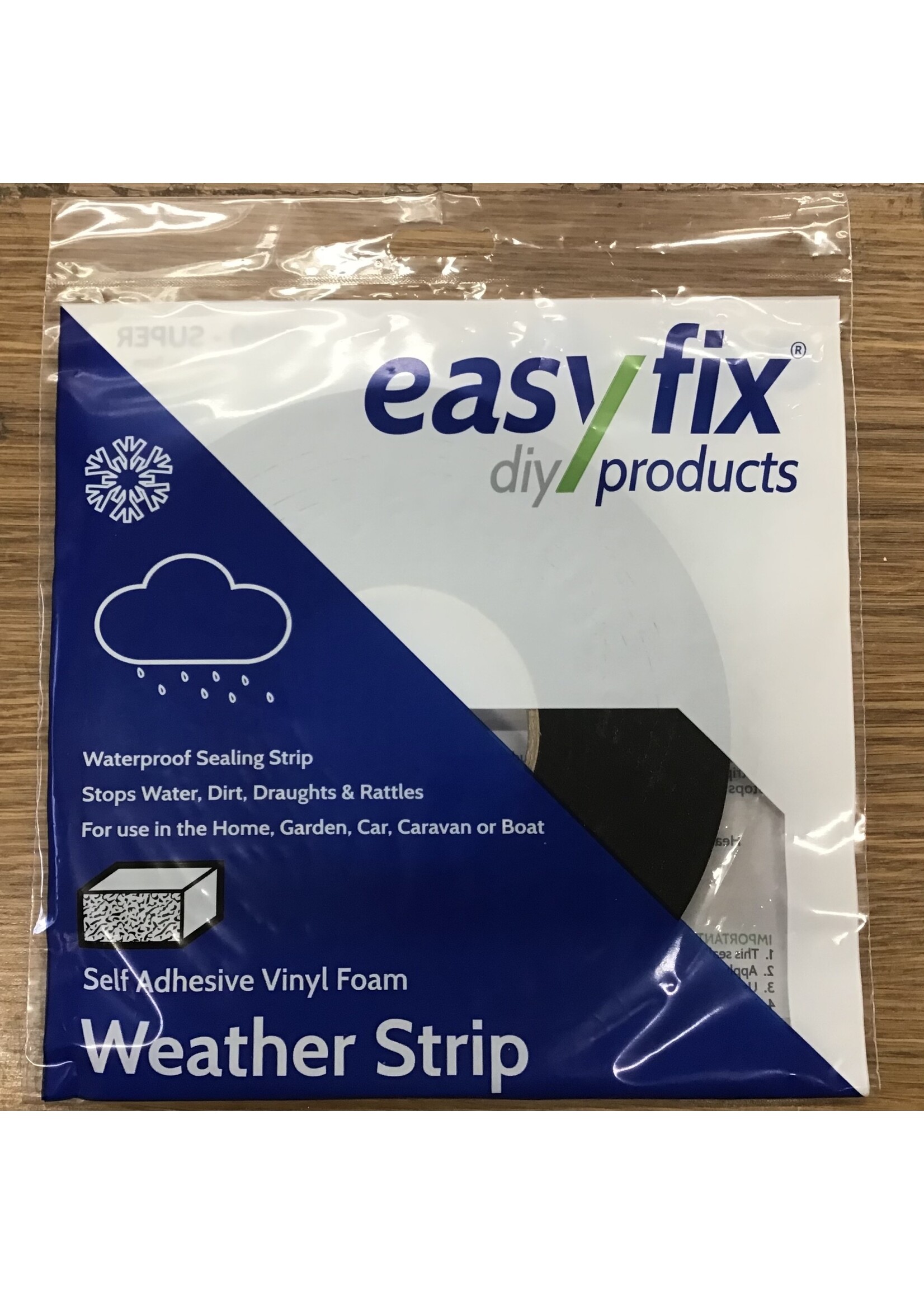 Easyfix Draught Excluder Weather Strip Black 2-4mm  (L)5m