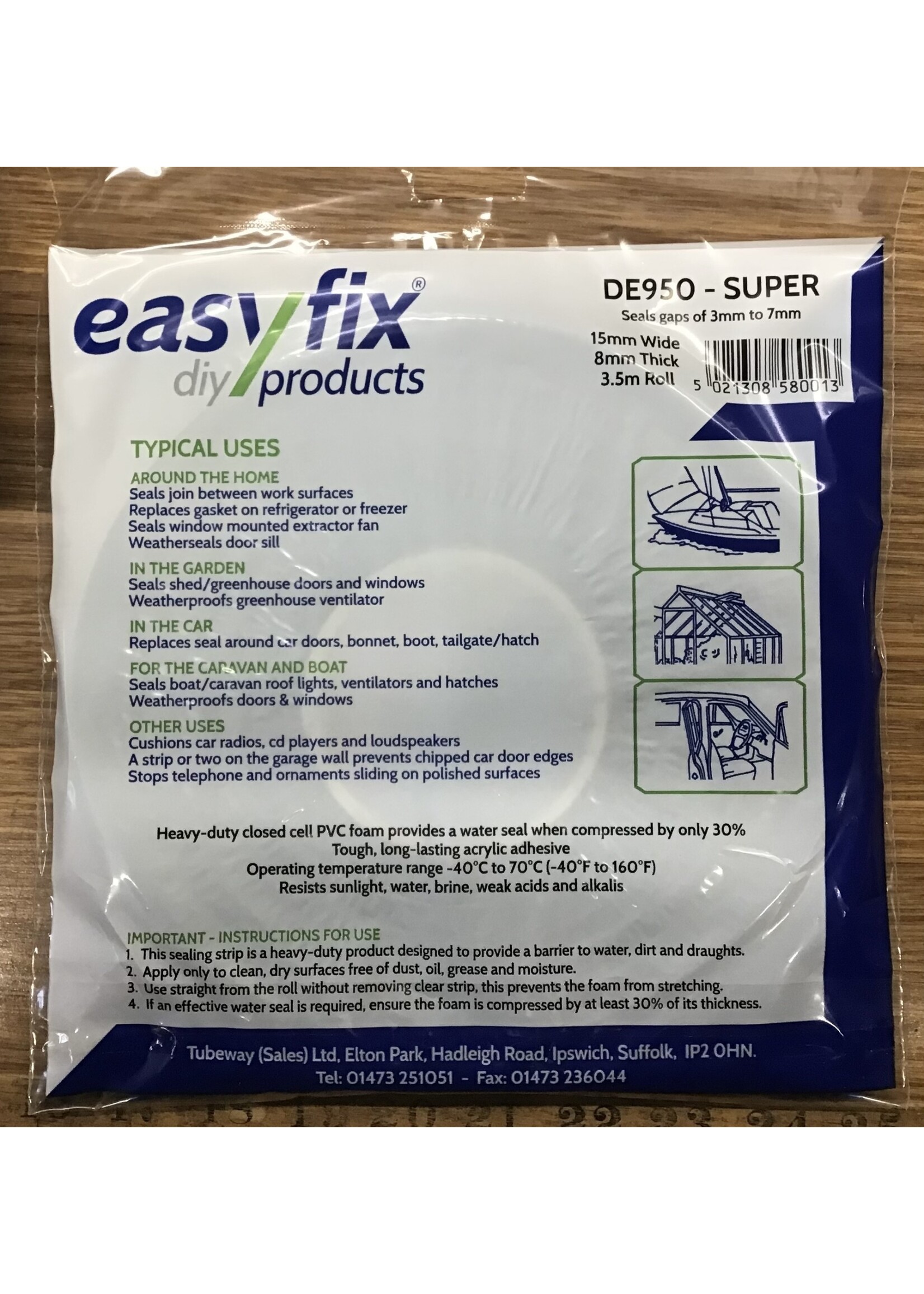 Weatherstrip Draught Excluder Black 3.5m