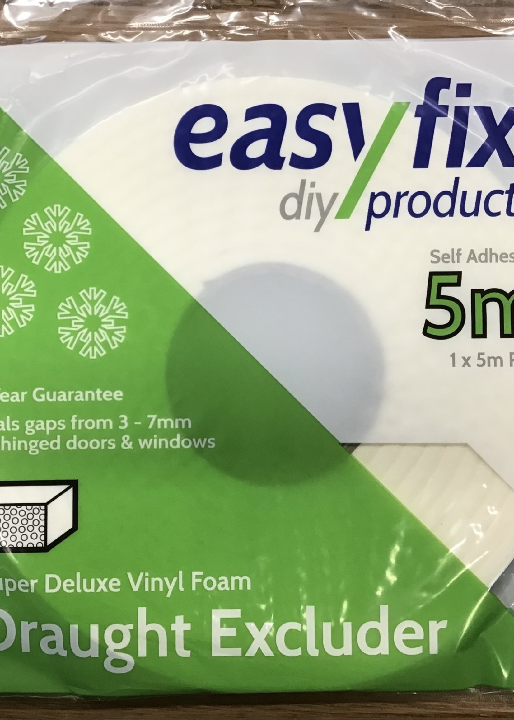 Easyfix Draught Excluder Deluxe Vinyl Foam White 3-7mm x 5m