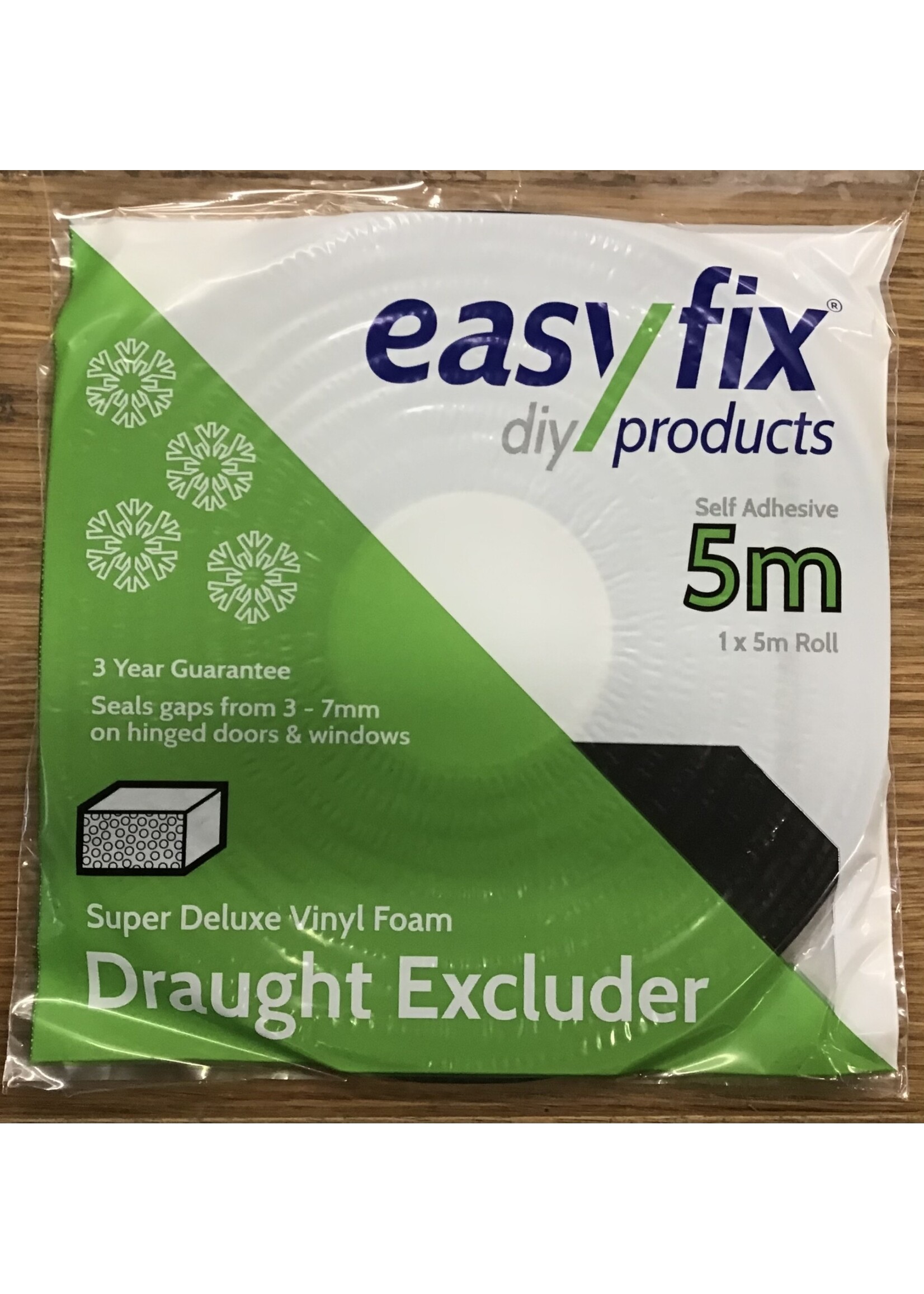 Easyfix Draught Excluder Deluxe Vinyl Foam Black 3-7mm (L)5m