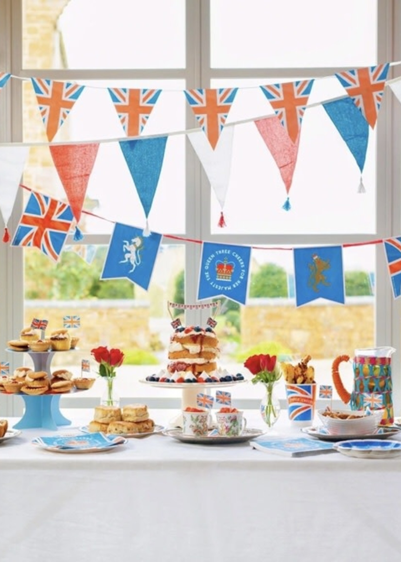 Talking Tables Red, White and Blue Fabric Bunting, 3m