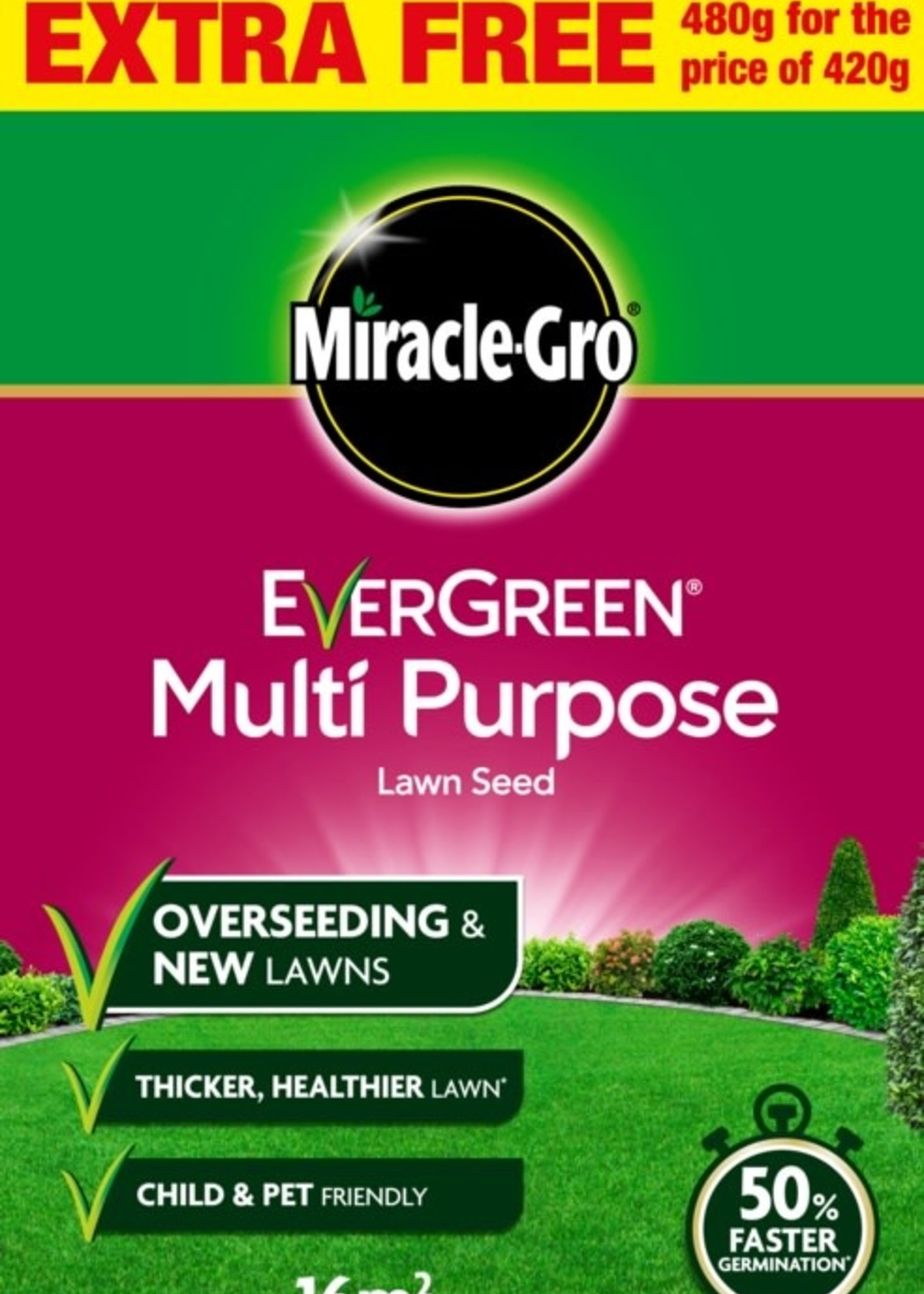 Miracle-Gro  (Scotts) Evergreen Multi Purpose Grass Seed Promo 480gm Value Pack