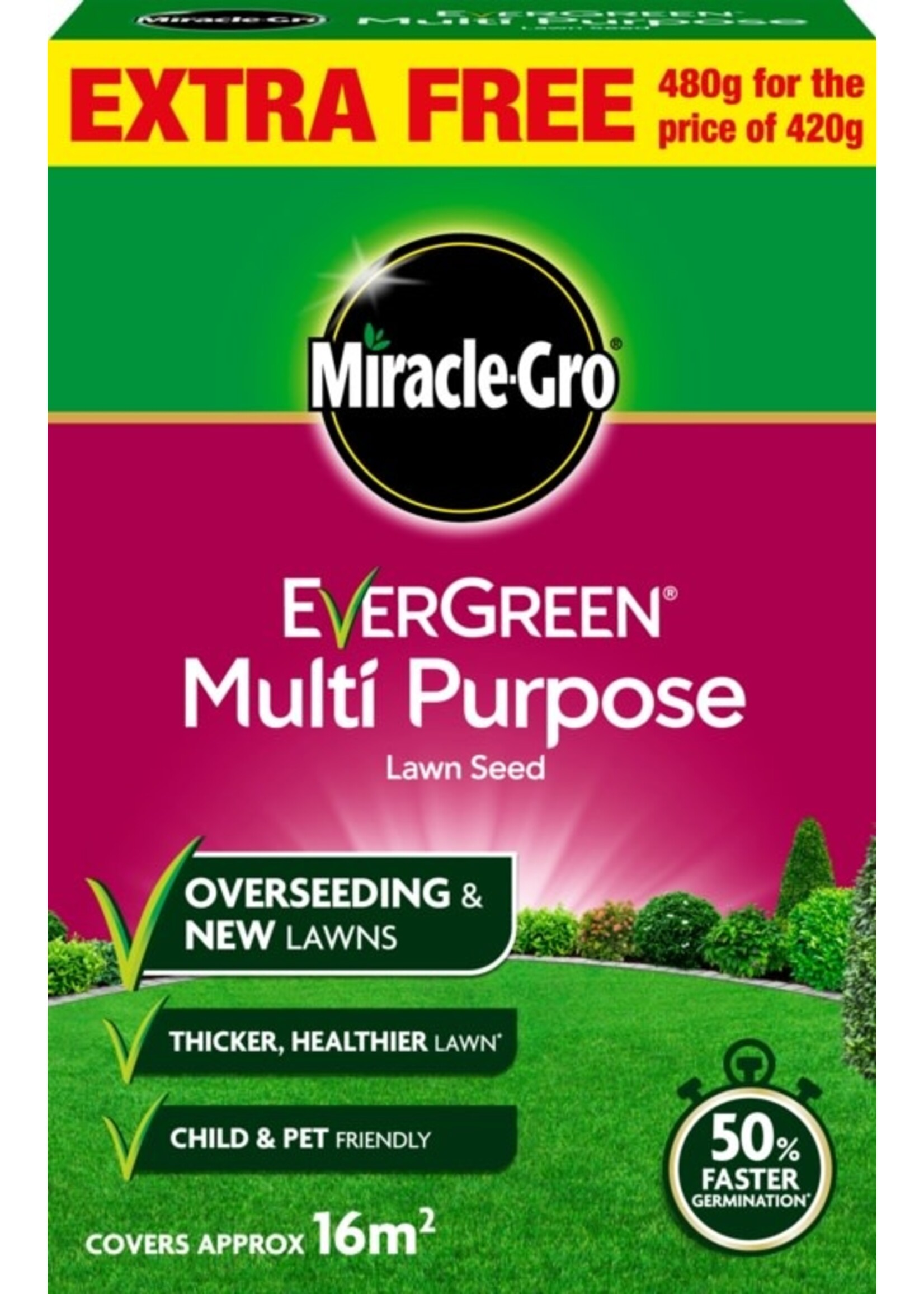 Miracle-Gro  (Scotts) Evergreen Multi Purpose Grass Seed Promo 480gm Value Pack