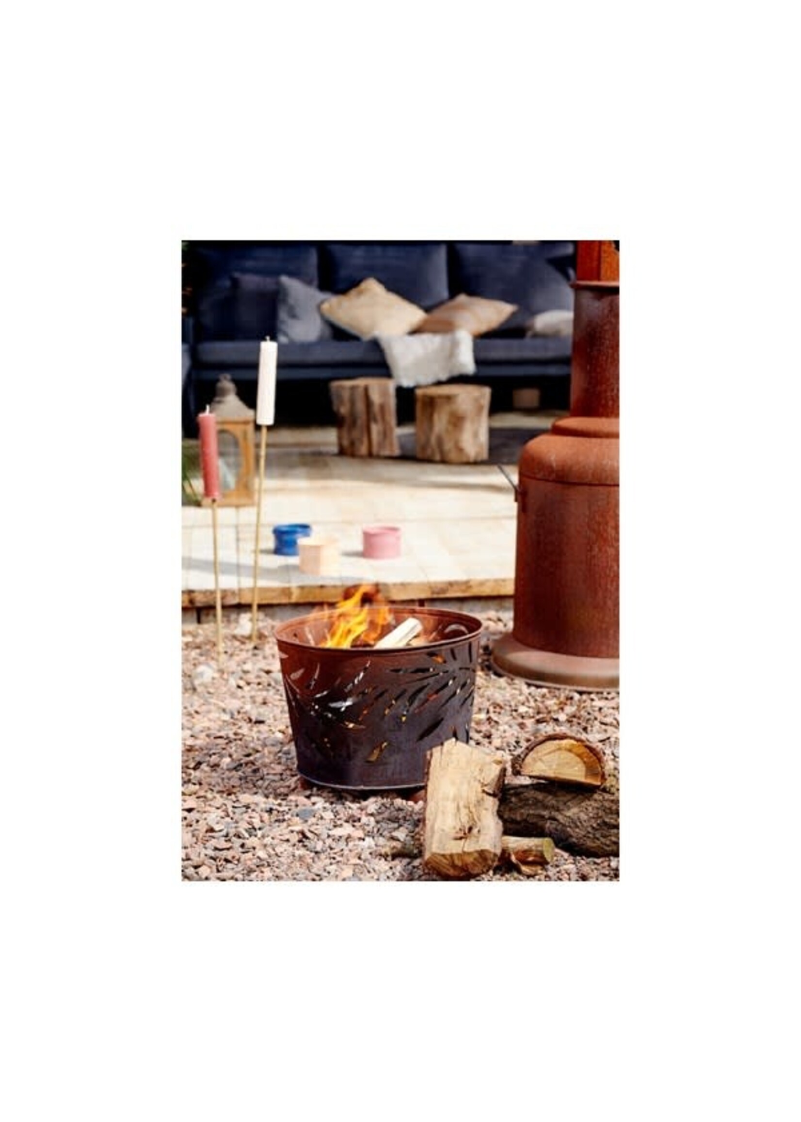 Decoris Black Fire Basket Leaf Print