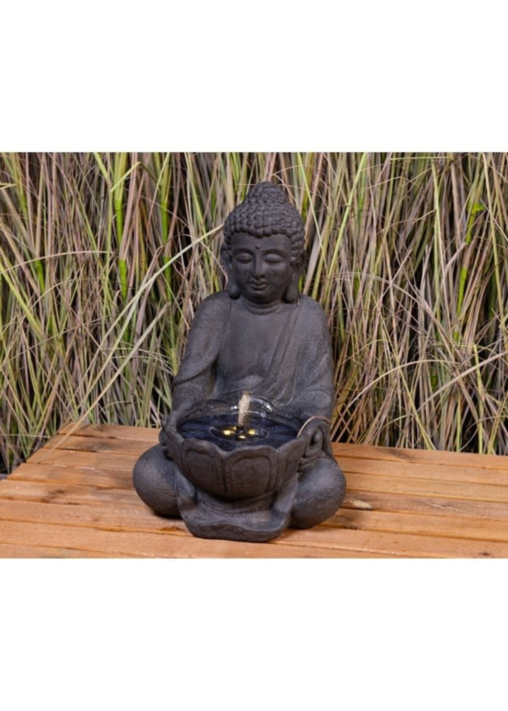 Kaemingk Fountain buddha solar outdoor with LED lights