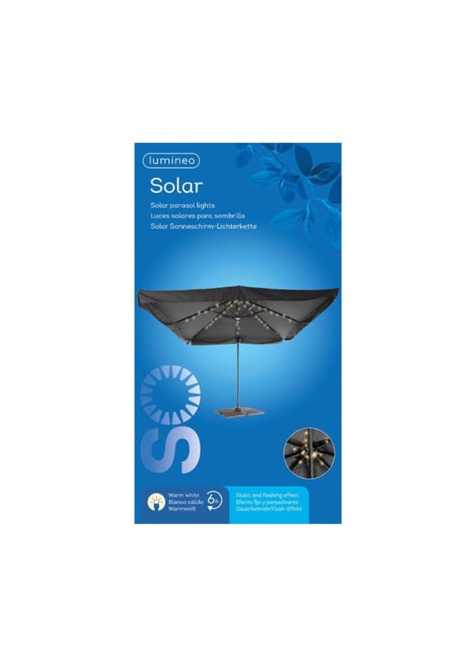 Lumineo Parasol Solar Warm White LED String Lights 72L