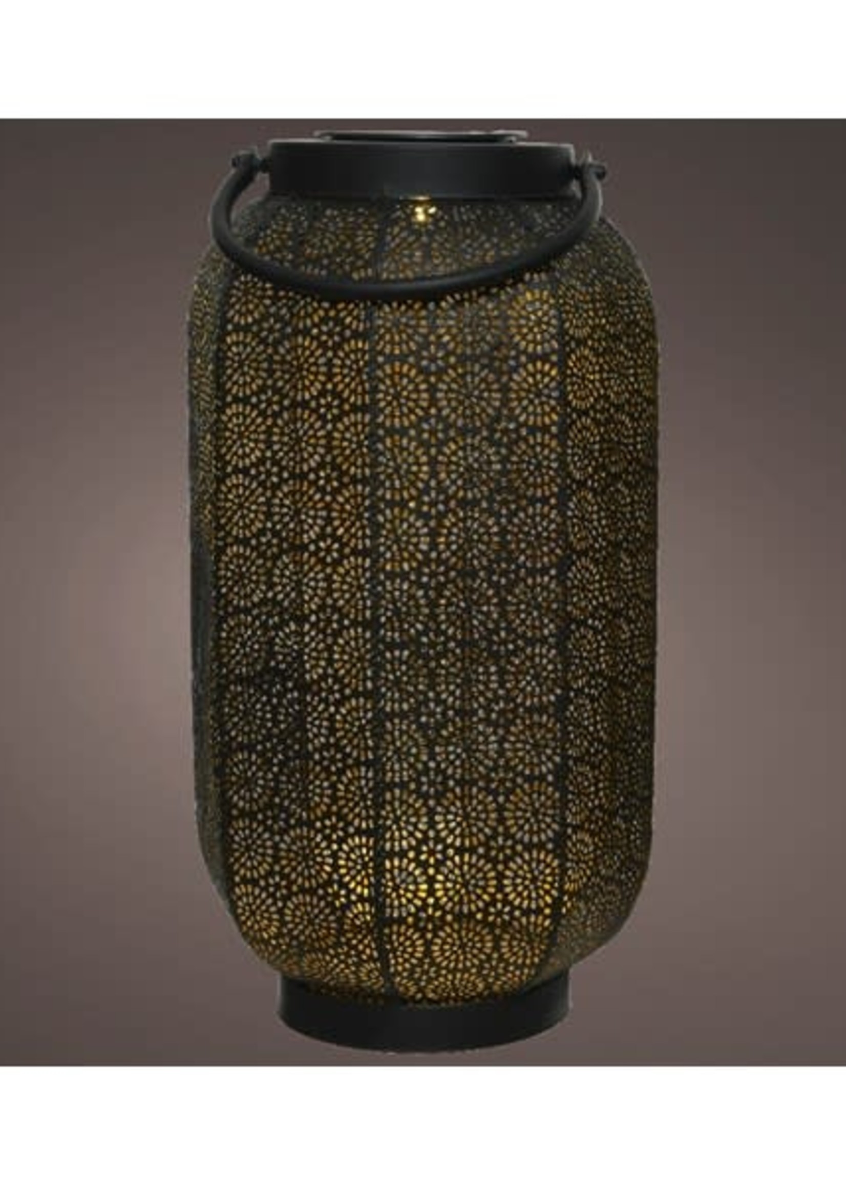 Lumineo Black / Gold Solar lantern metal Lantern H36.00cm-1L