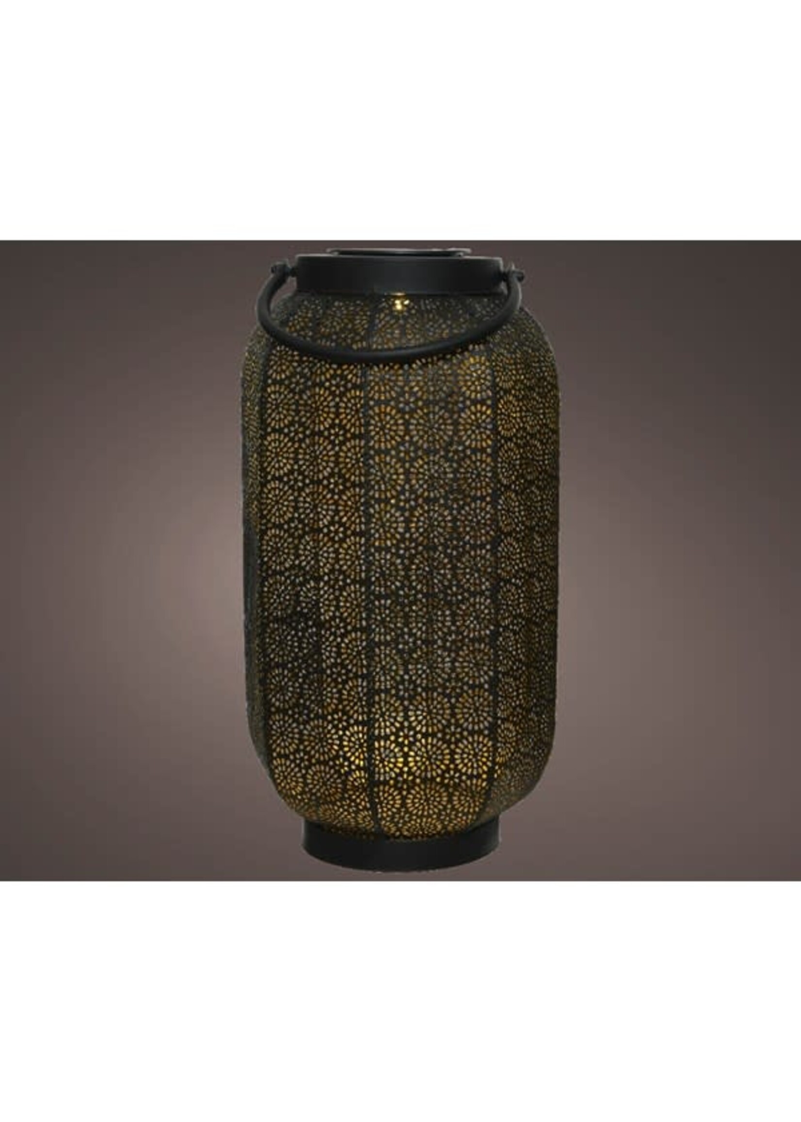 Lumineo Black / Gold Solar lantern metal Lantern H36.00cm-1L