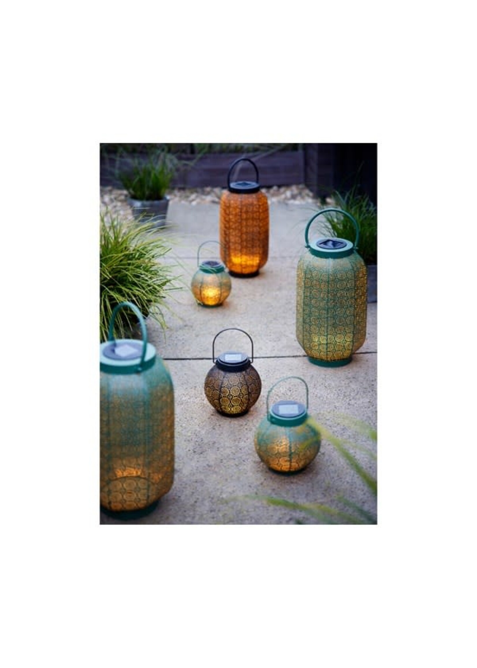 Lumineo Black / Gold Solar lantern metal Lantern H36.00cm-1L
