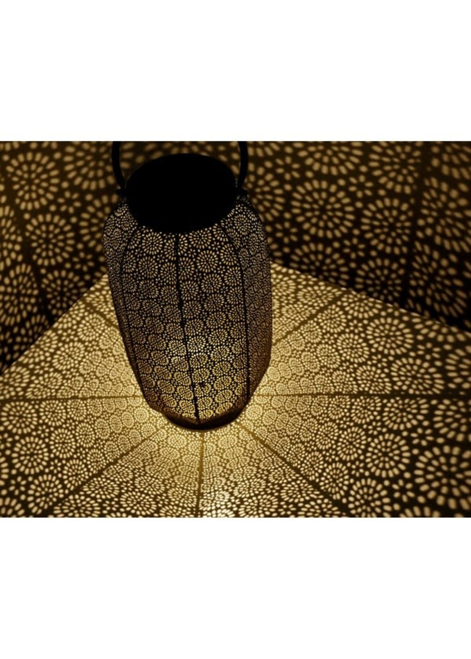 Lumineo Black / Gold Solar lantern metal Lantern H36.00cm-1L