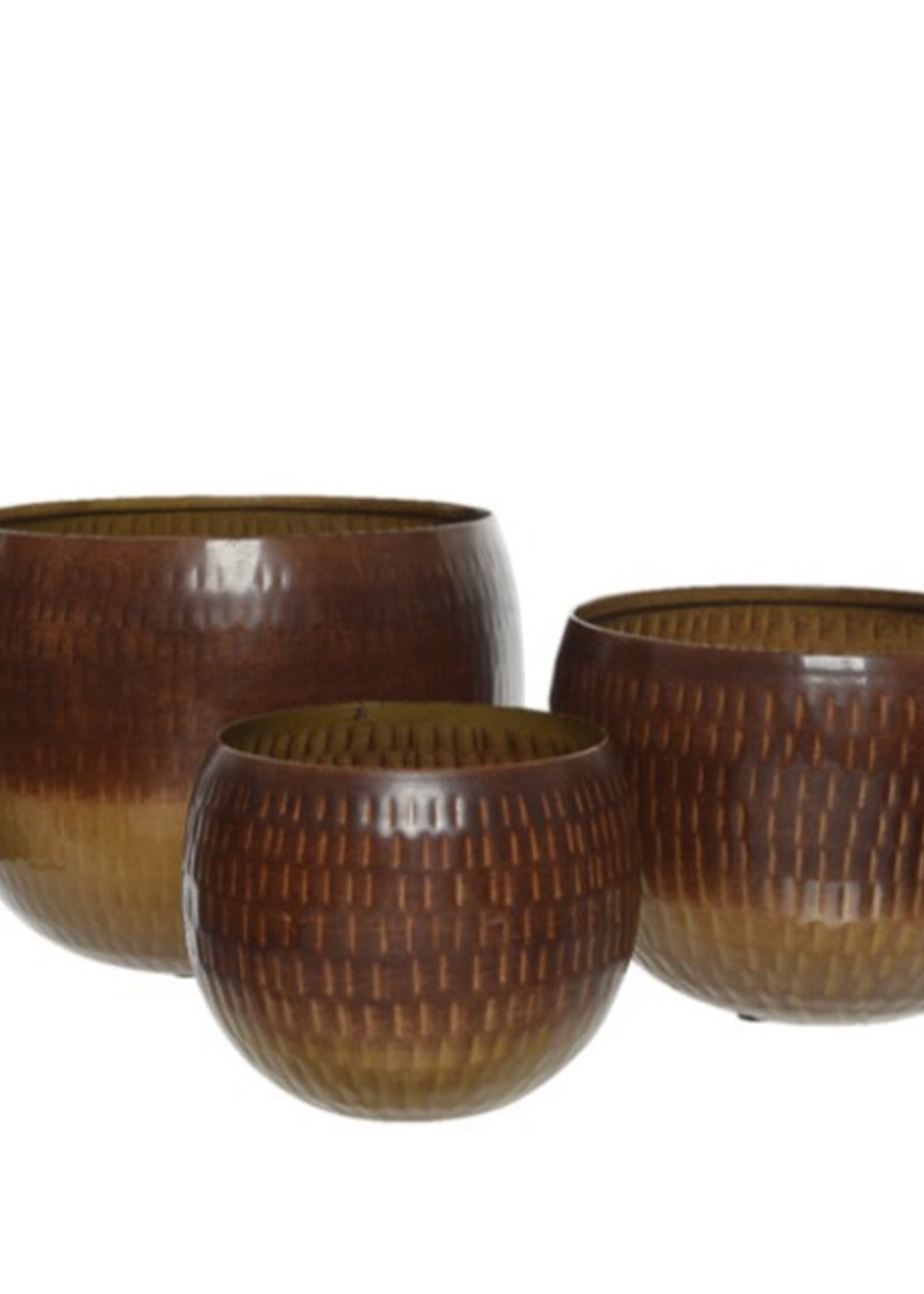 Decoris Medium  Brown Planter iron round 27 x 18.5 cm