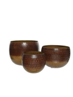 Decoris Small Brown Planter iron round 27 x 18.5 cm