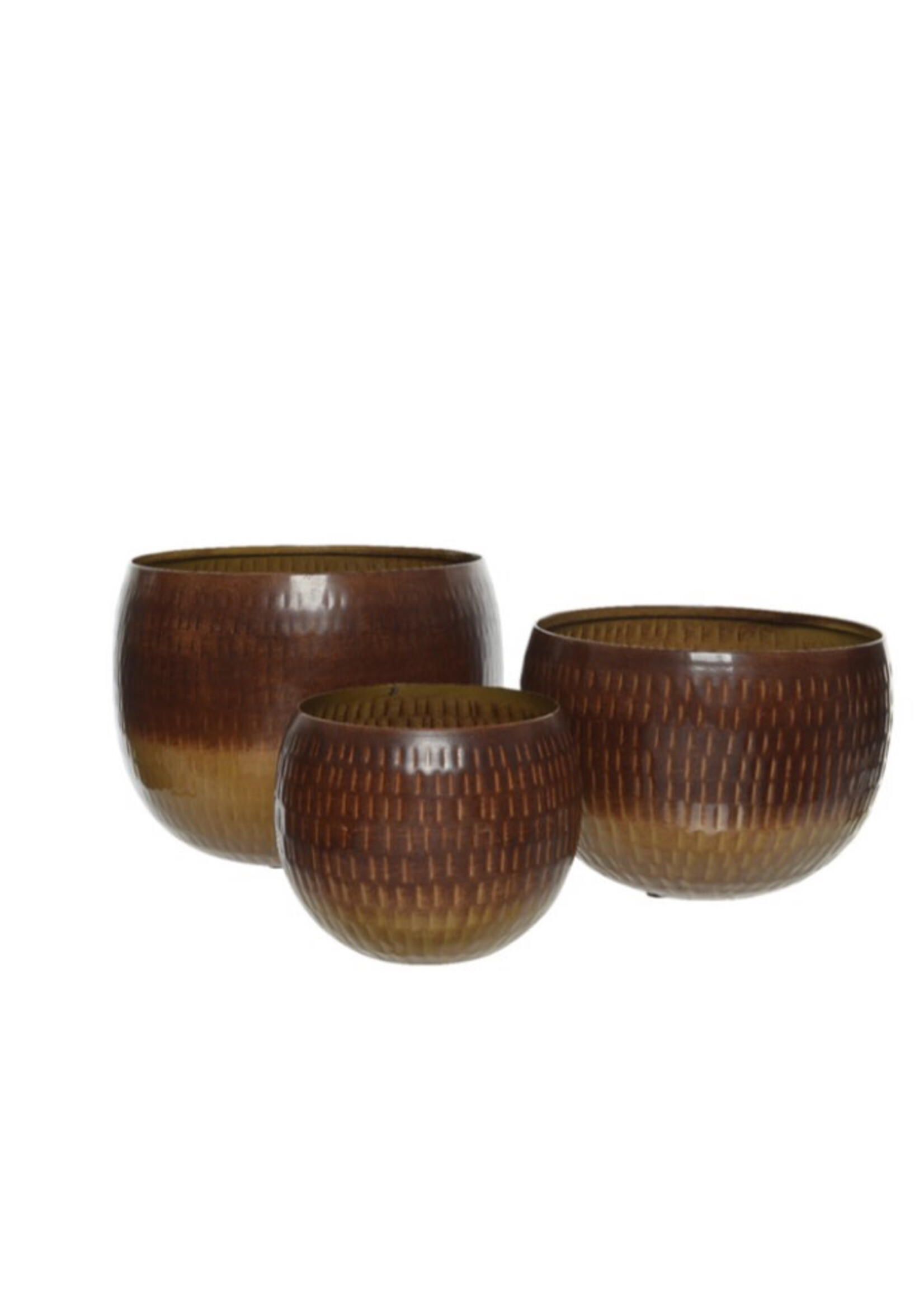 Decoris Small Brown Planter iron round 27 x 18.5 cm