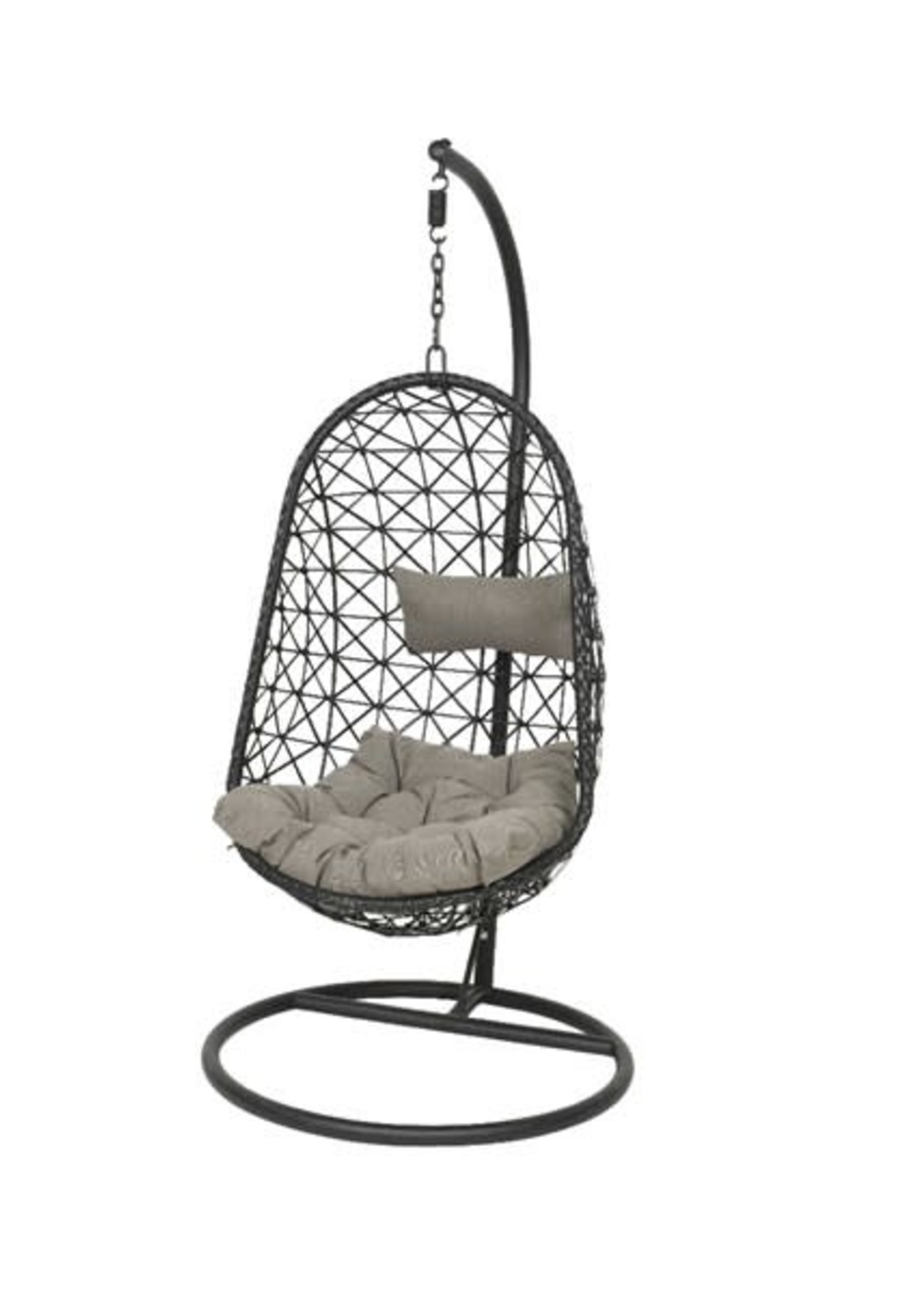 Decoris Luxury Grey Bologna Wicker Garden Egg Chair with Cushions